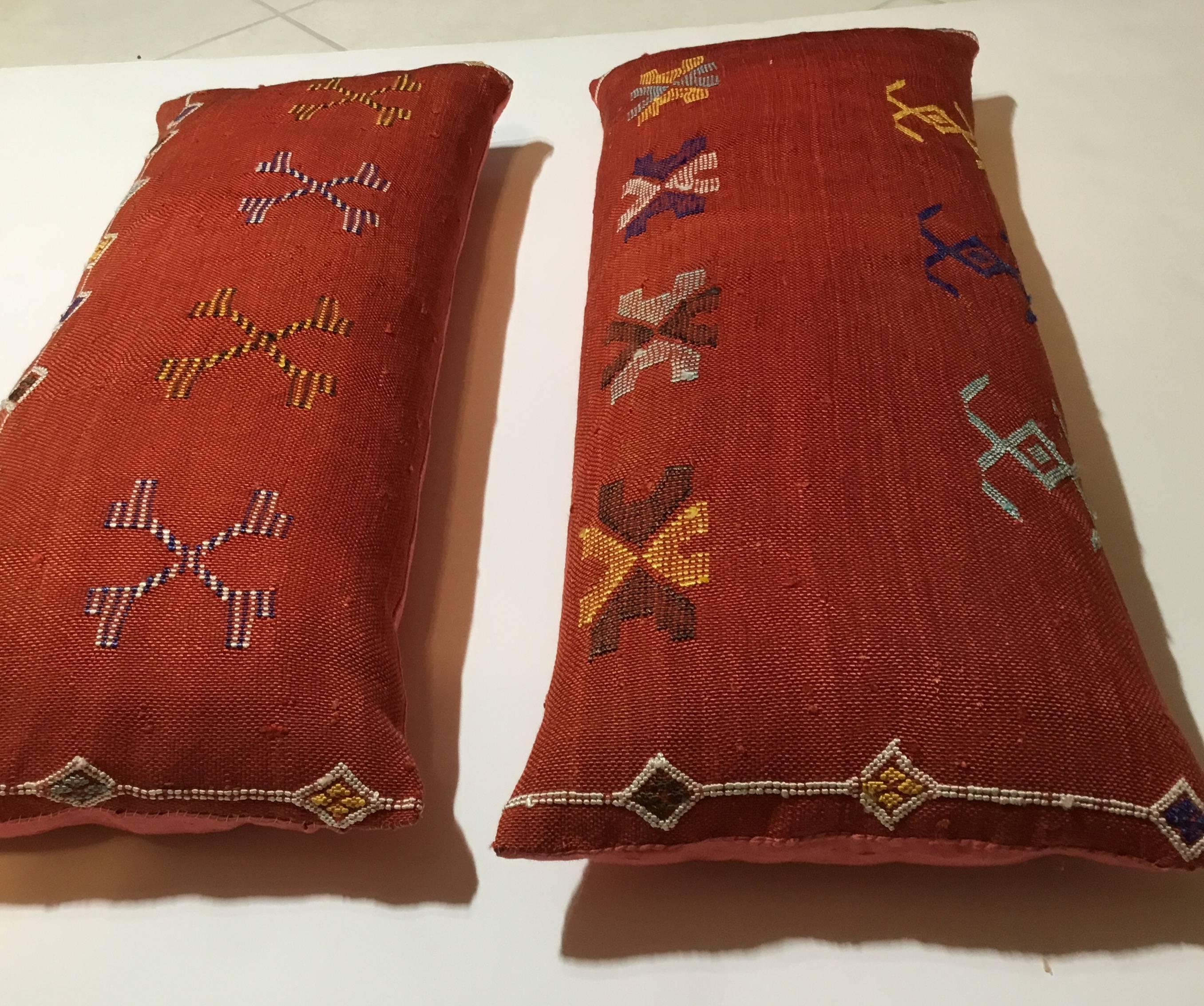 Pair of Moroccan Cactus Silk Pillows 4