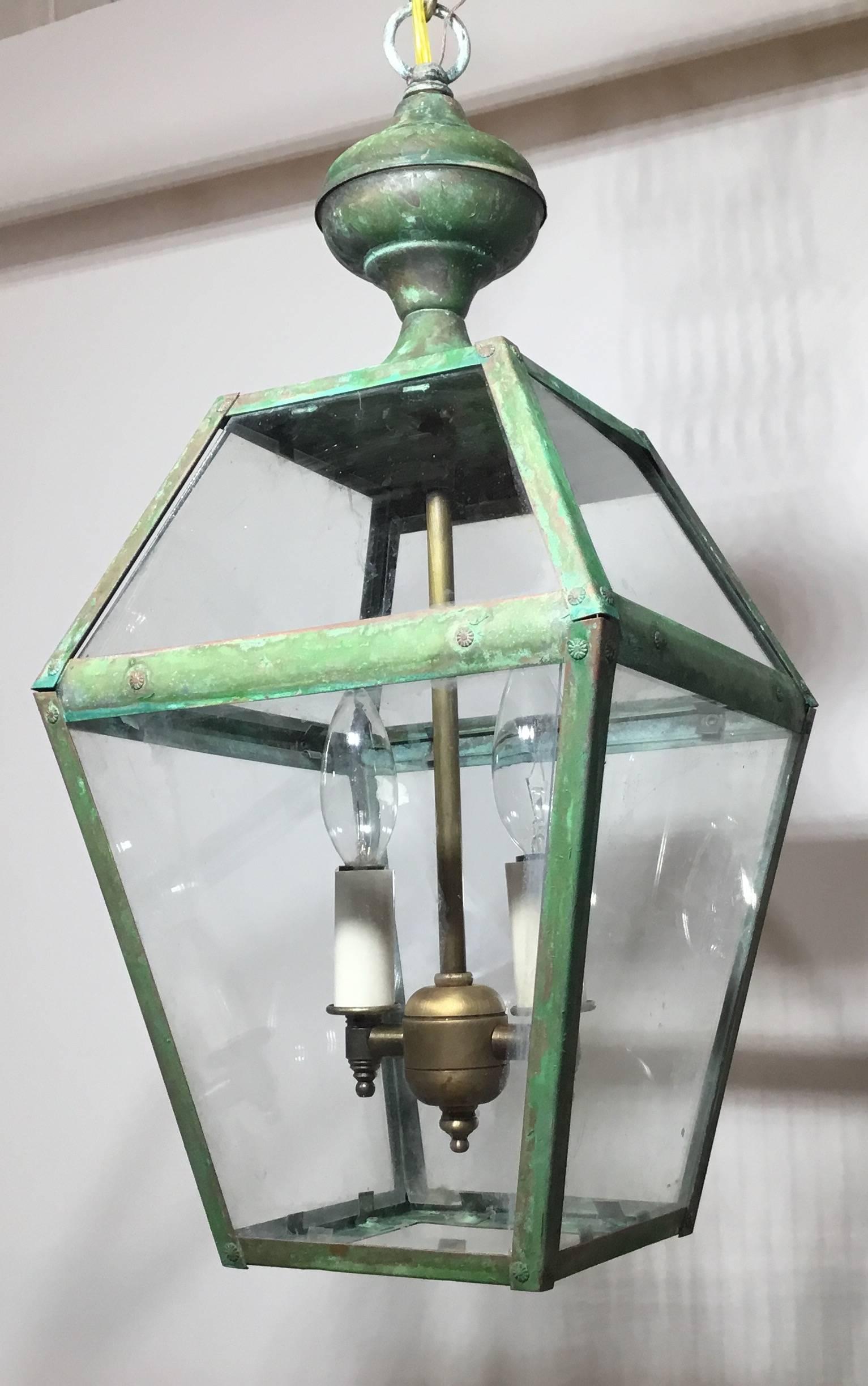 20th Century Hanging Vintage Brass Lantern