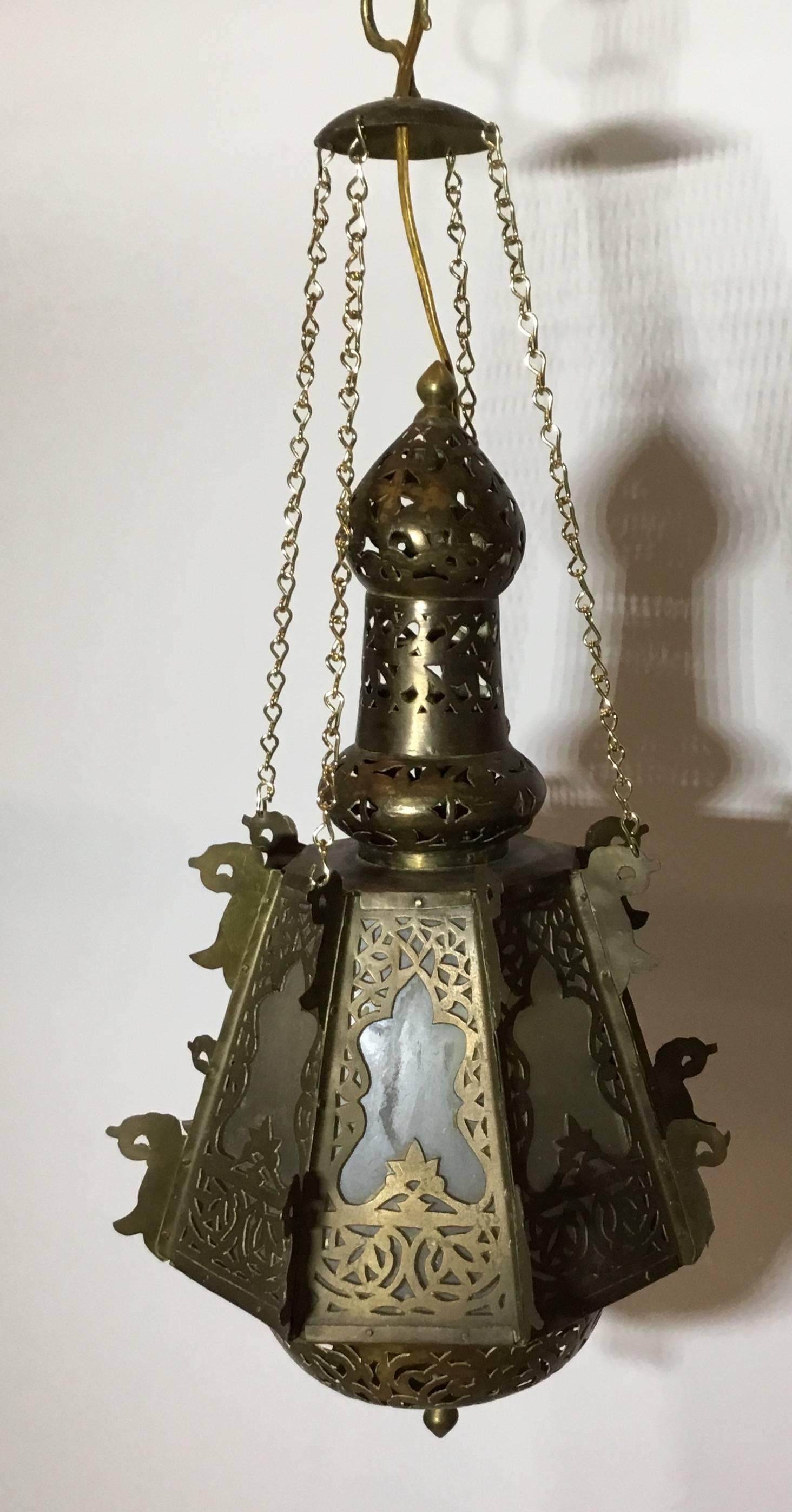 Mid-Century Petite Brass Moroccan Lantern 3