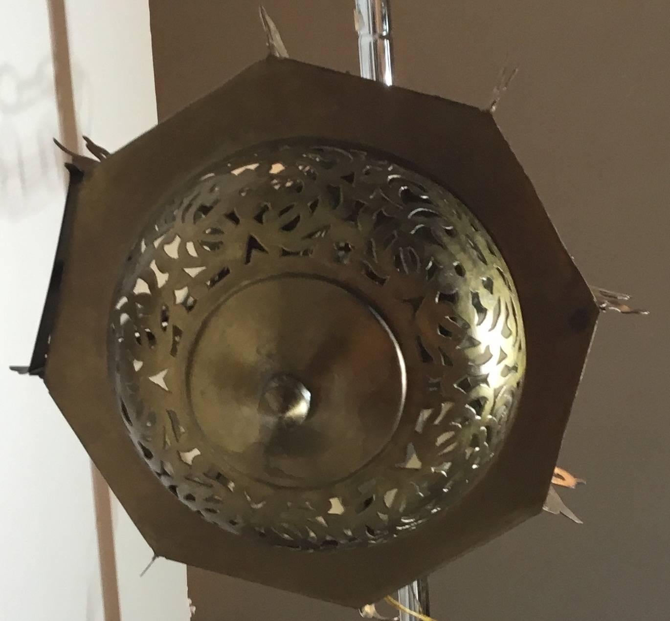 Mid-Century Petite Brass Moroccan Lantern 5