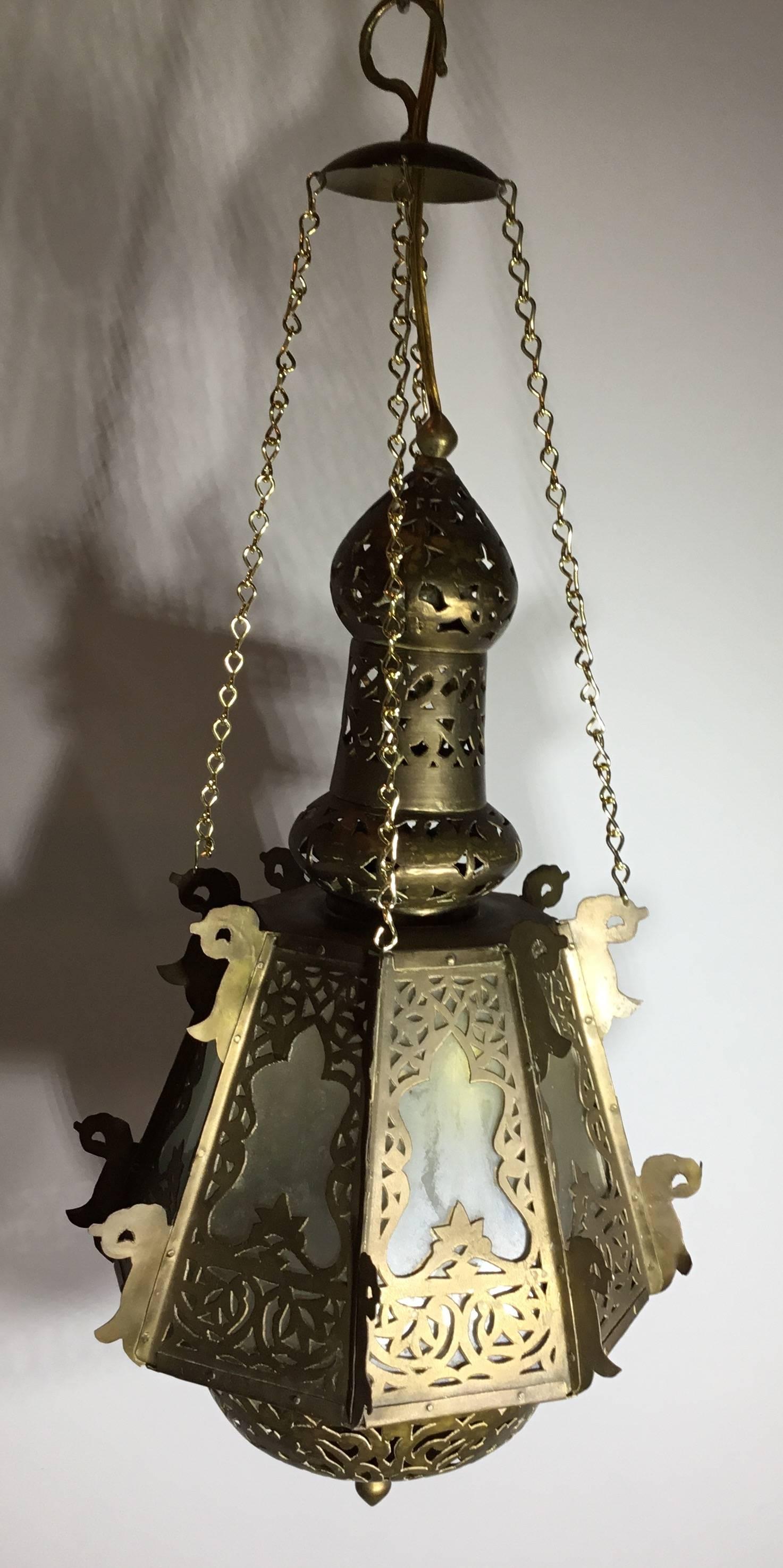 Mid-Century Petite Brass Moroccan Lantern 6
