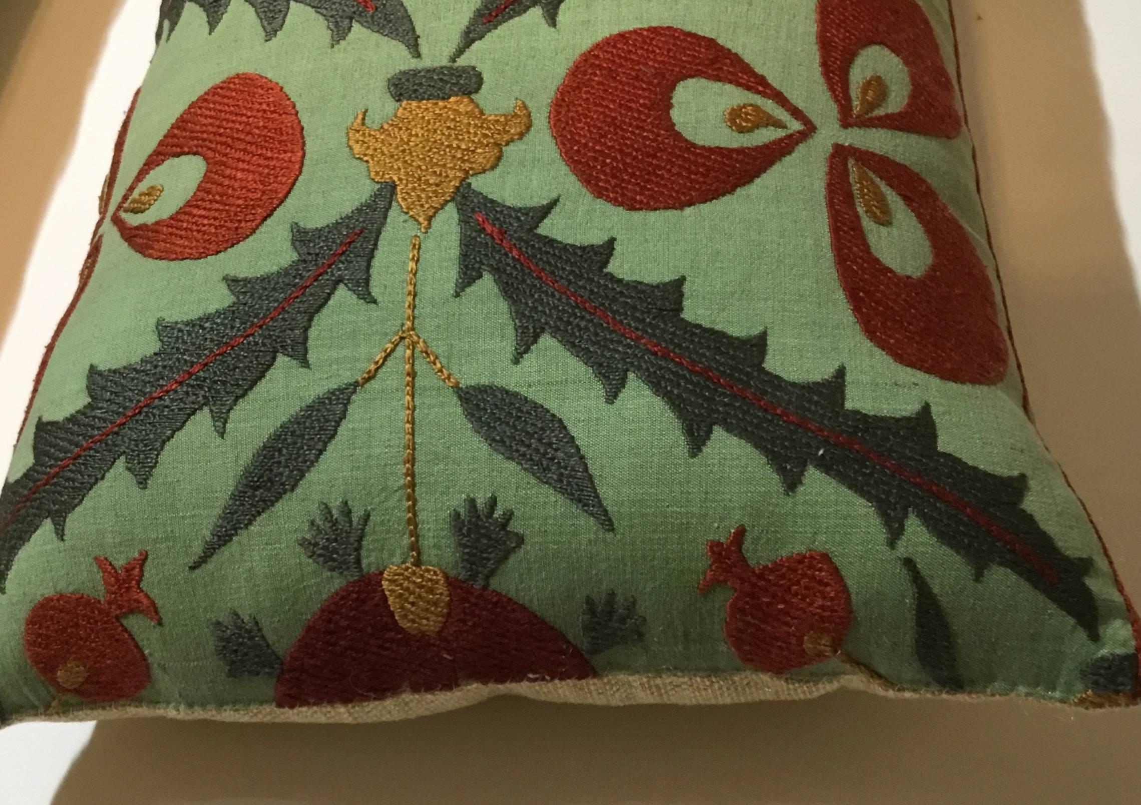 20th Century Pair of Hand Embroidery Suzani Pillows