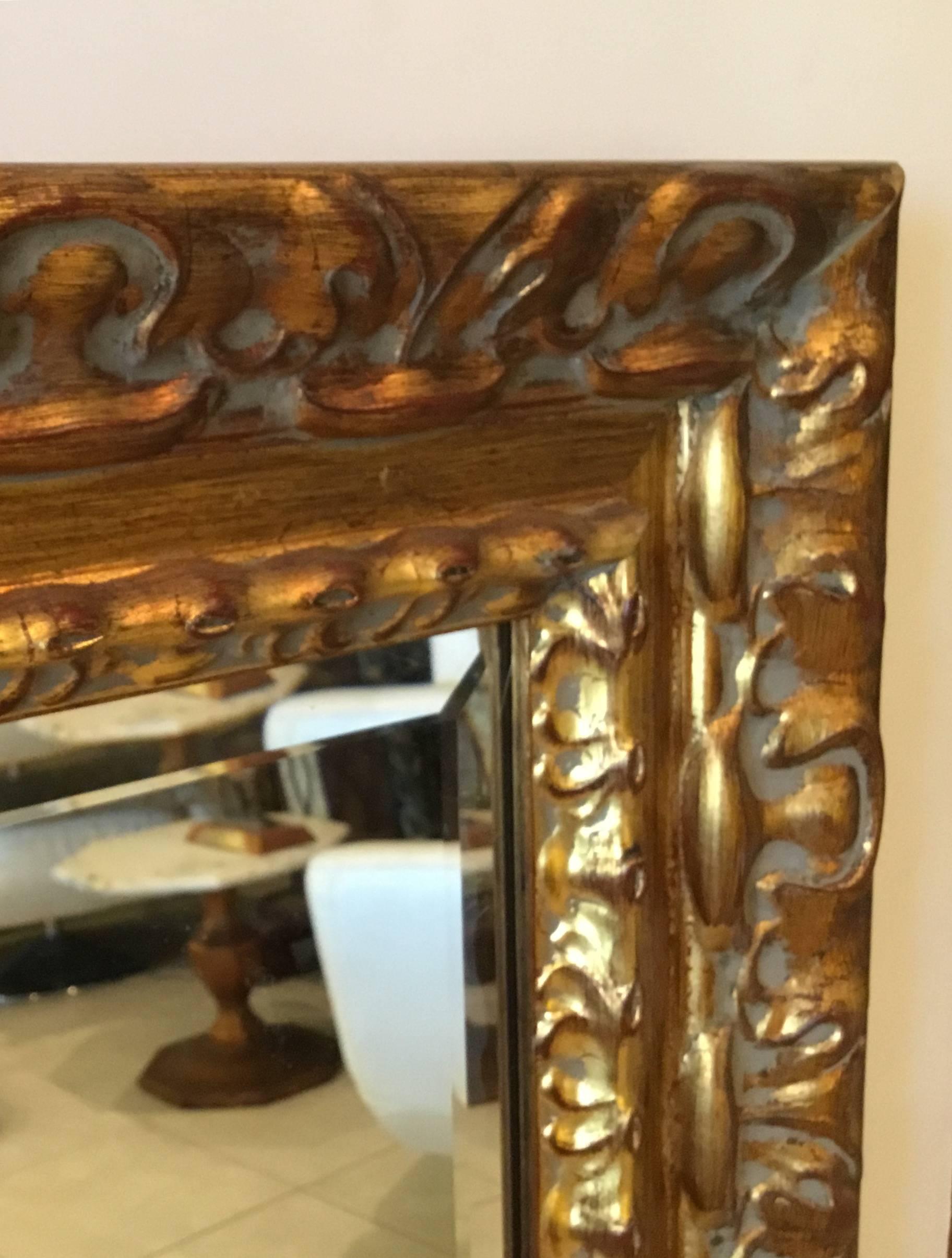 20th Century Gold Leaf Beveled Mirror