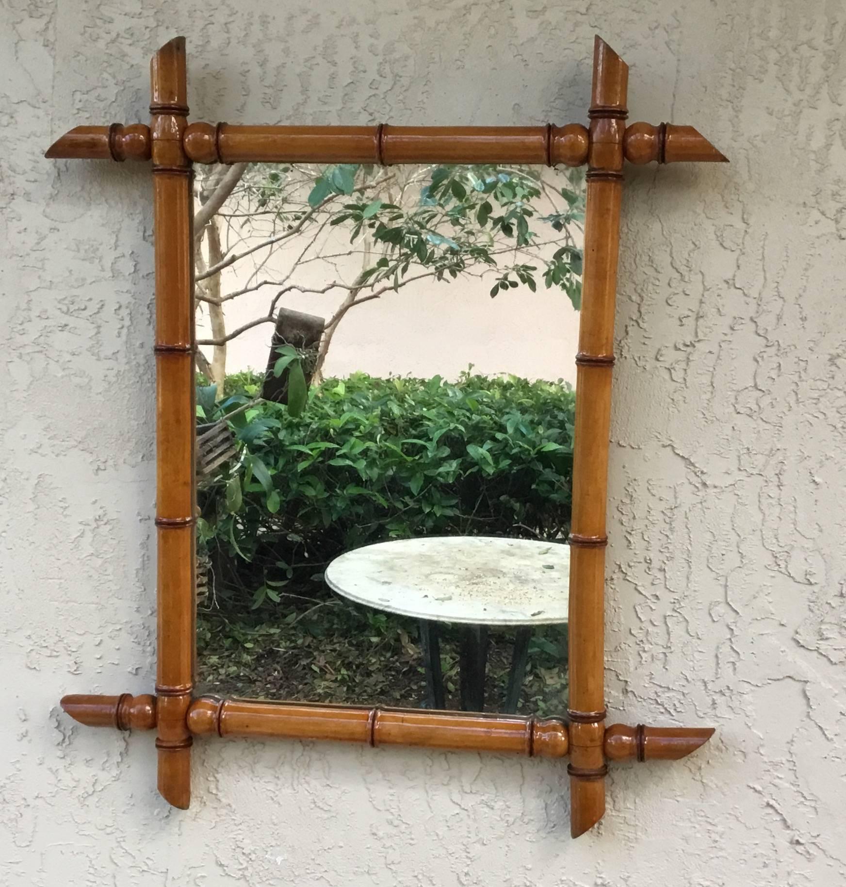 20th Century Vintage French Original Bamboo Mirror