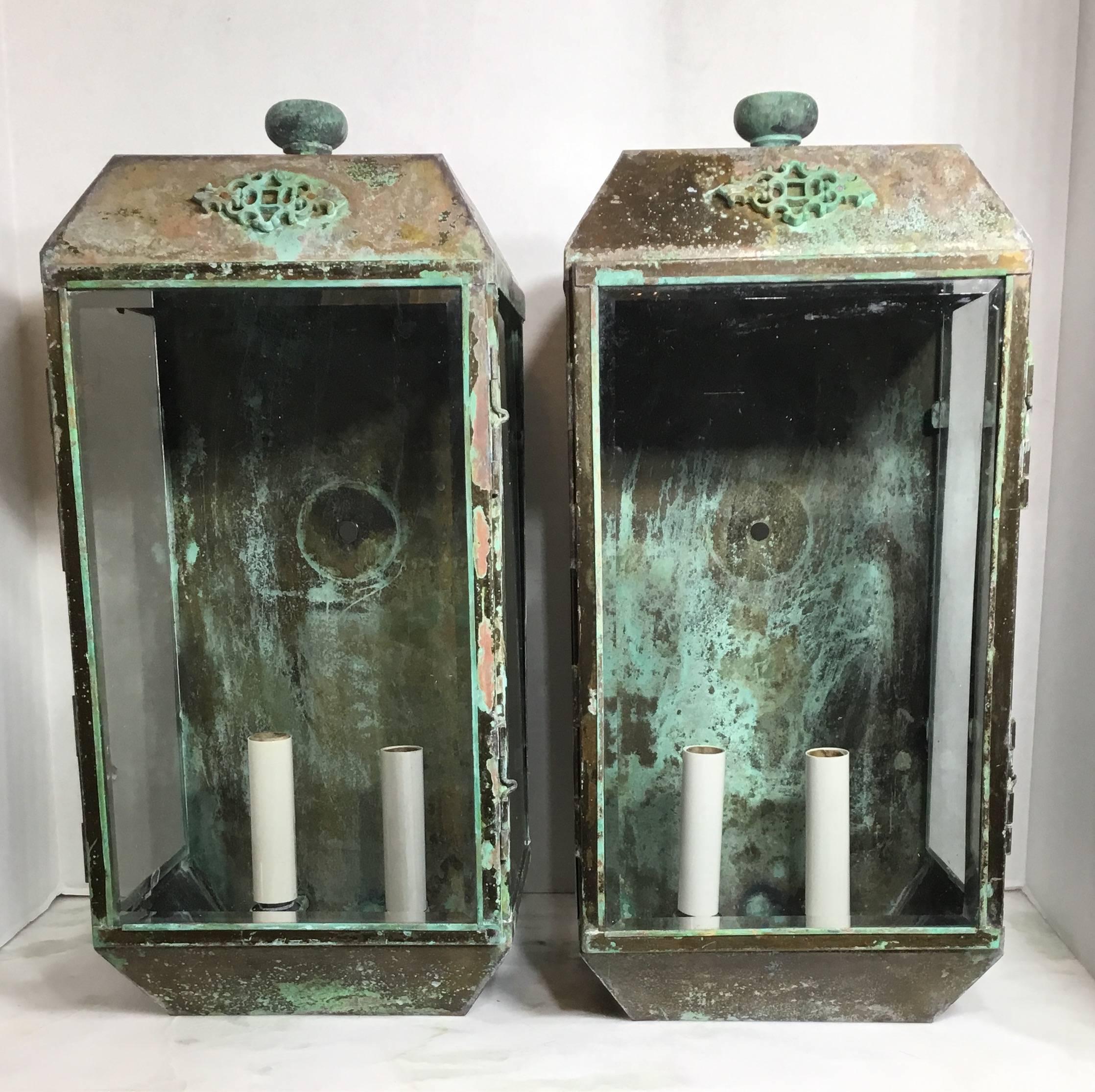 Pair of Vintage Wall Hanging Lanterns 4