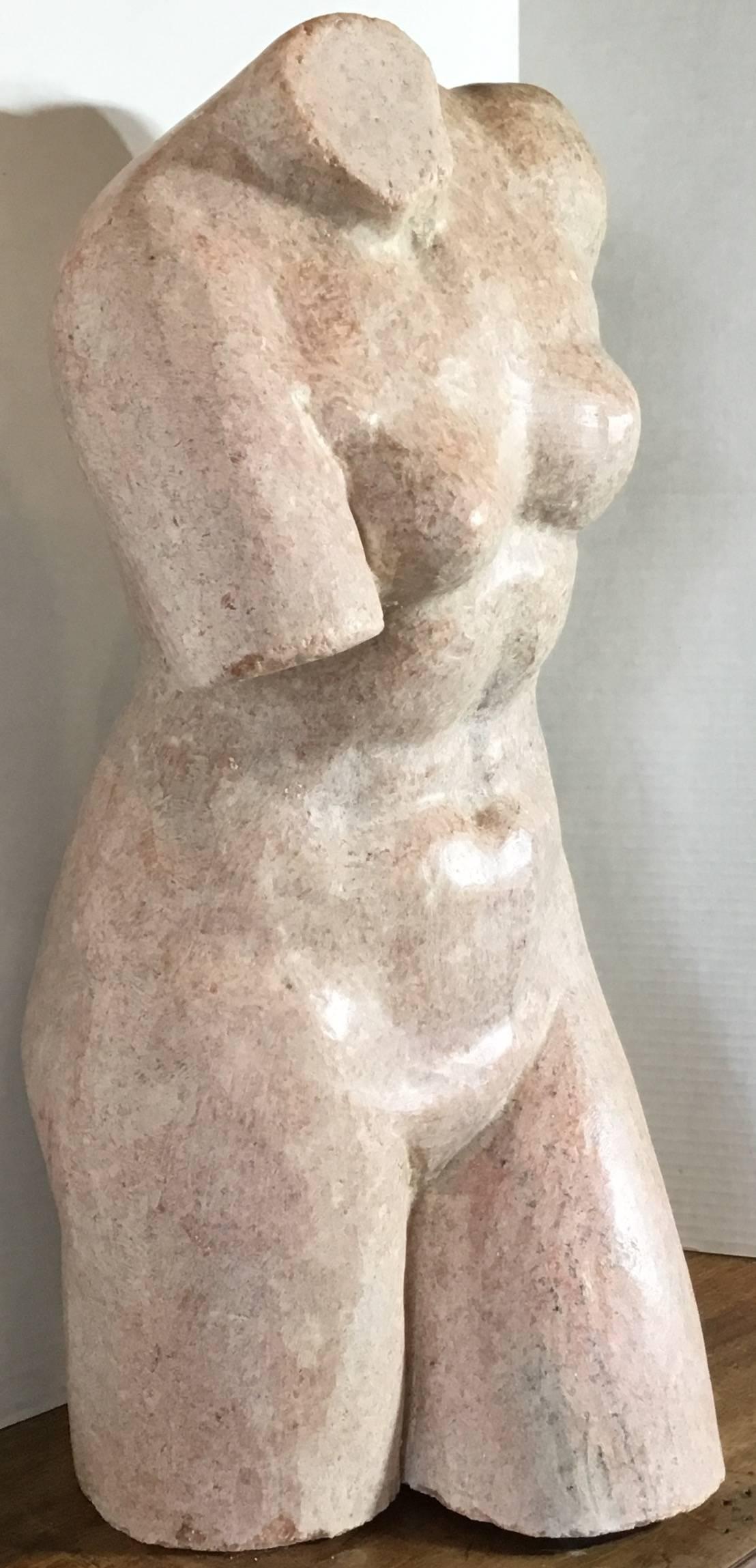 Elagent female Torso made of hand-carved Italian marble, great patina.