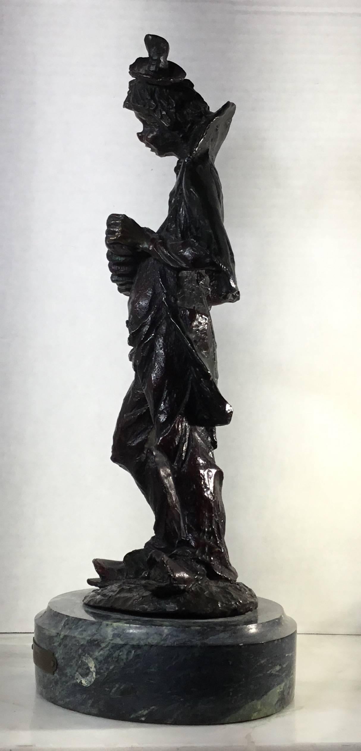 Italian Bronze Clown by A. Santini For Sale