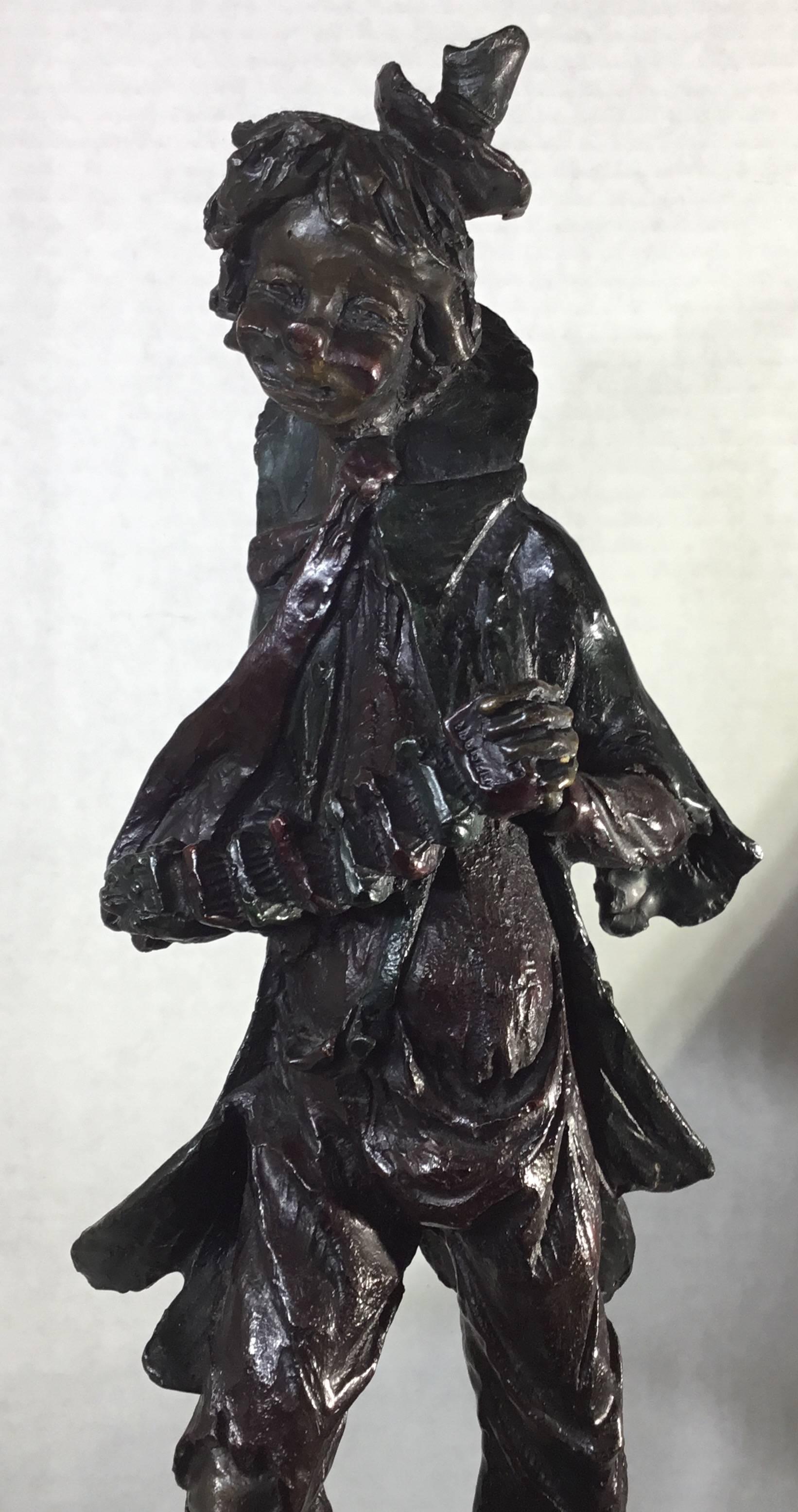 20th Century Bronze Clown by A. Santini For Sale