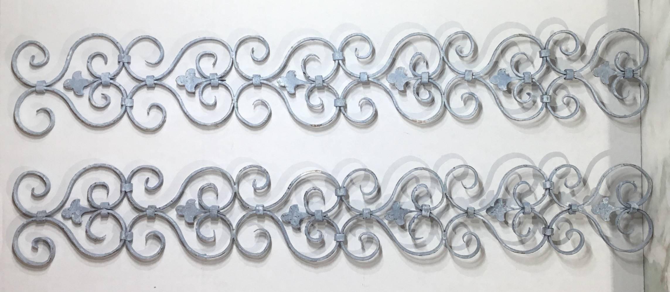 Elegant pair of wall hanging made of handcrafted twisted iron pieces from the Mizner Era of palm beach Florida, put together to become very attractive wall decoration.
Could use horizontal or vertical.