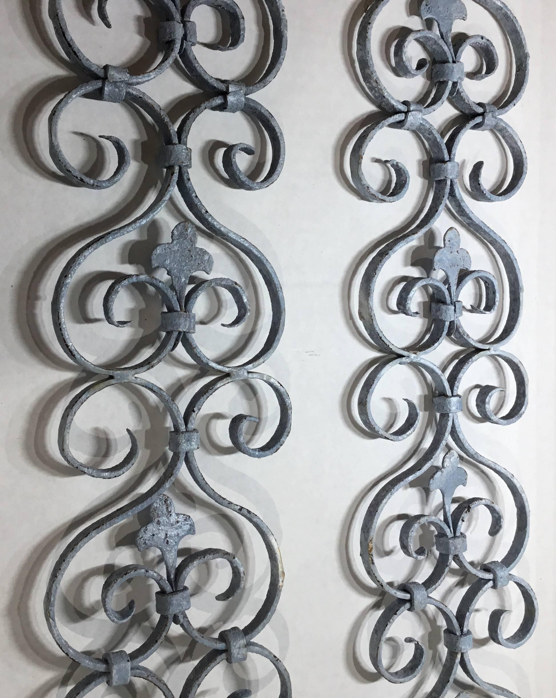 Neoclassical Pair of Wrought Iron Wall Hangings For Sale