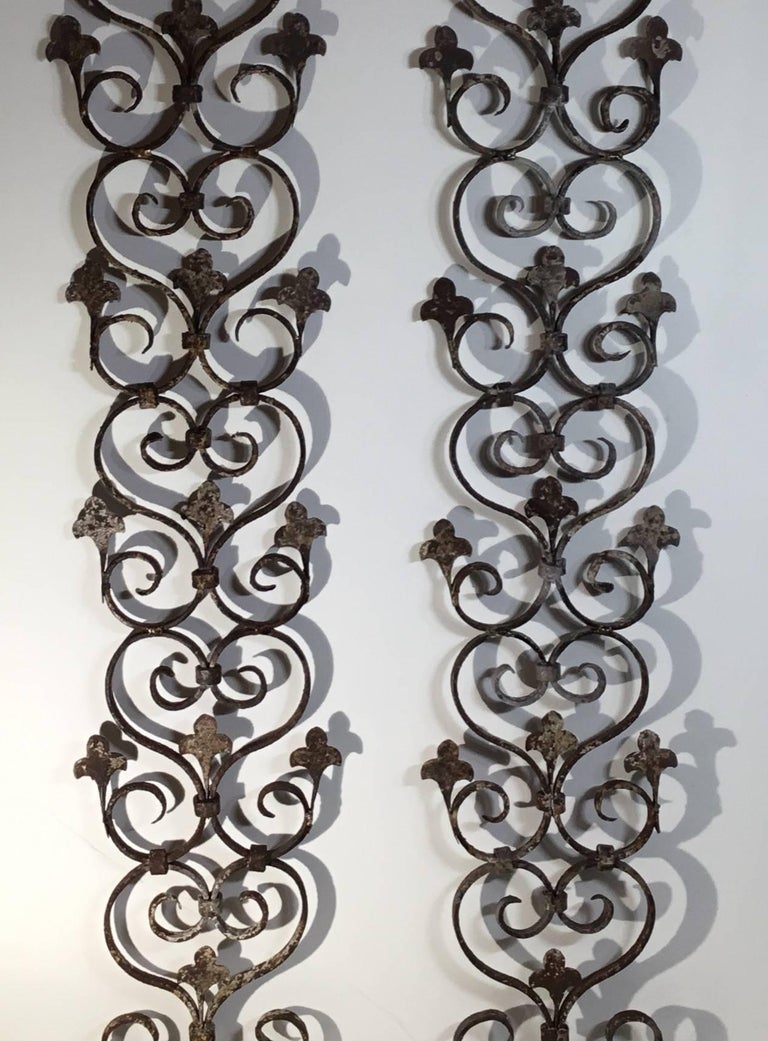 Pair of Wrought Iron Wall Hanging For Sale at 1stDibs