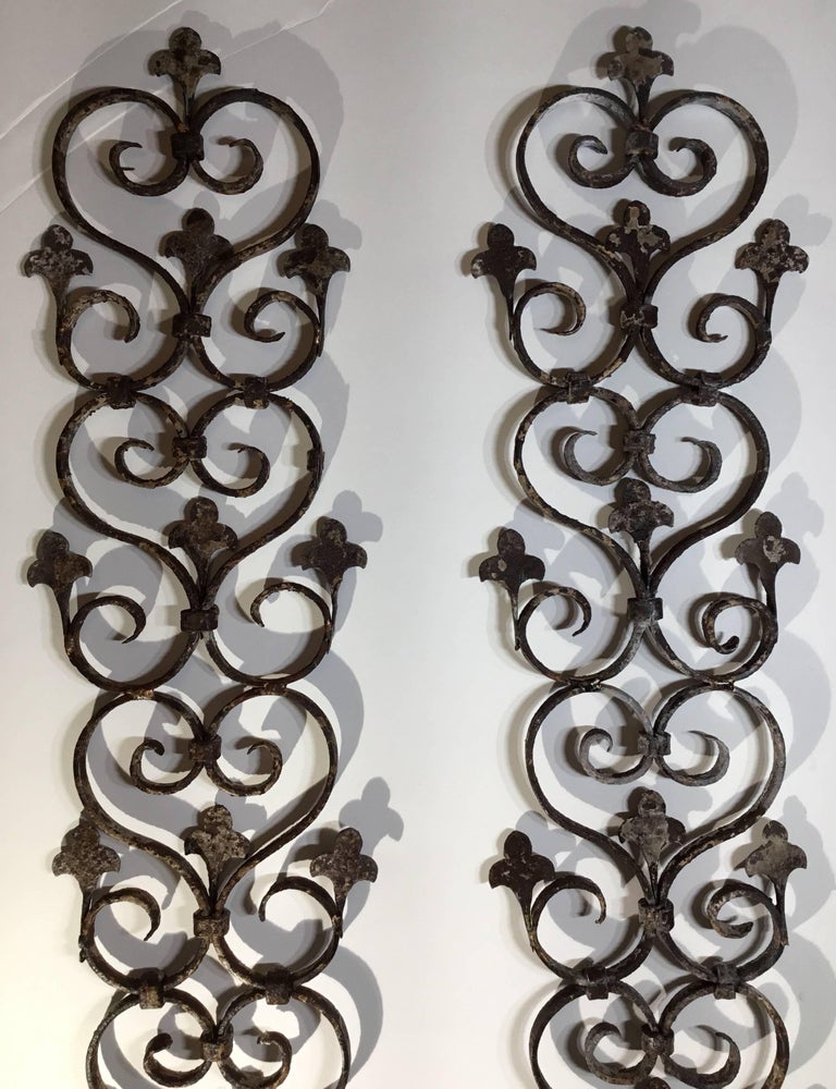 Pair of Wrought Iron Wall Hanging For Sale at 1stDibs