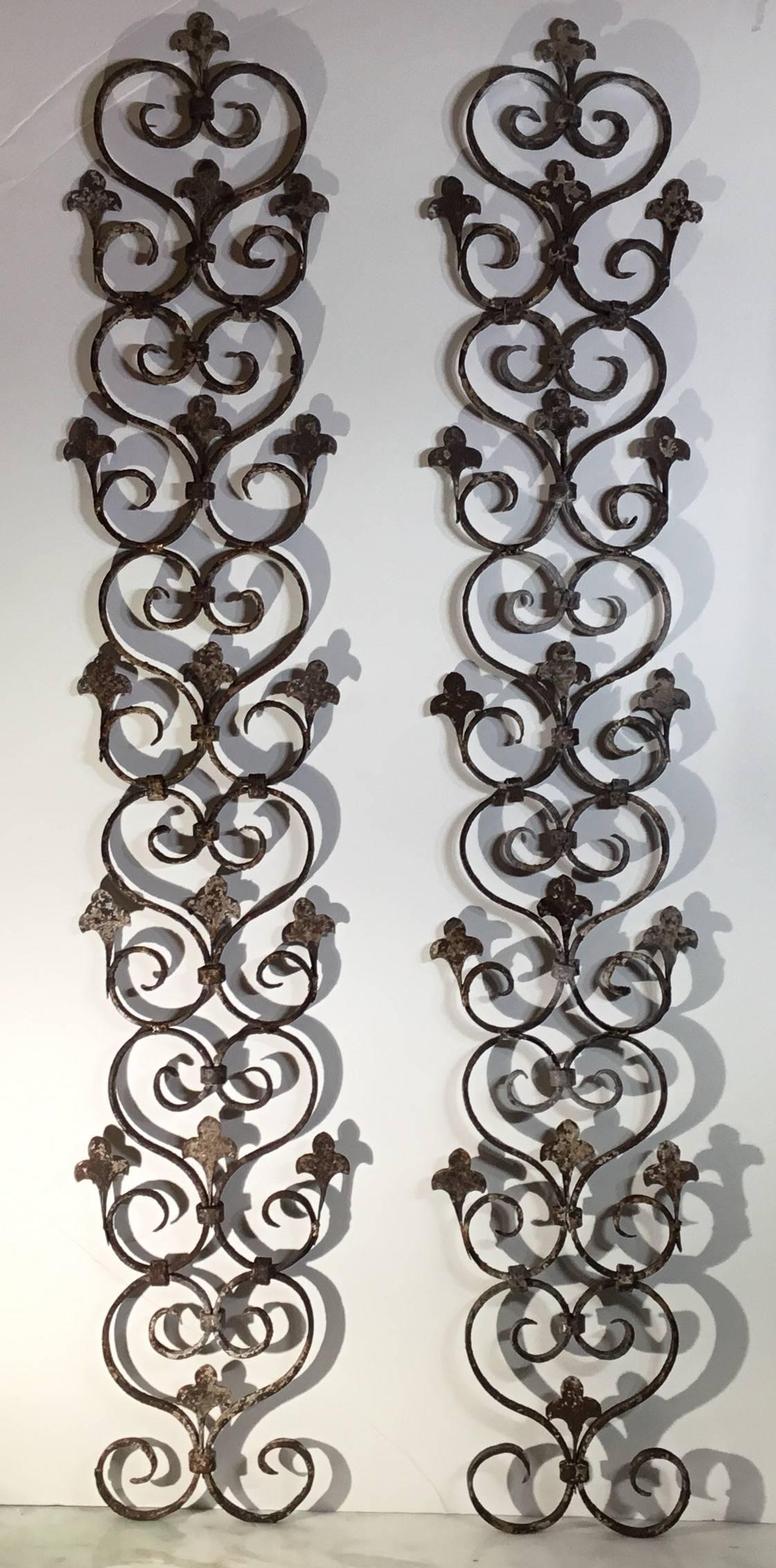 20th Century Pair of Wrought Iron Wall Hanging