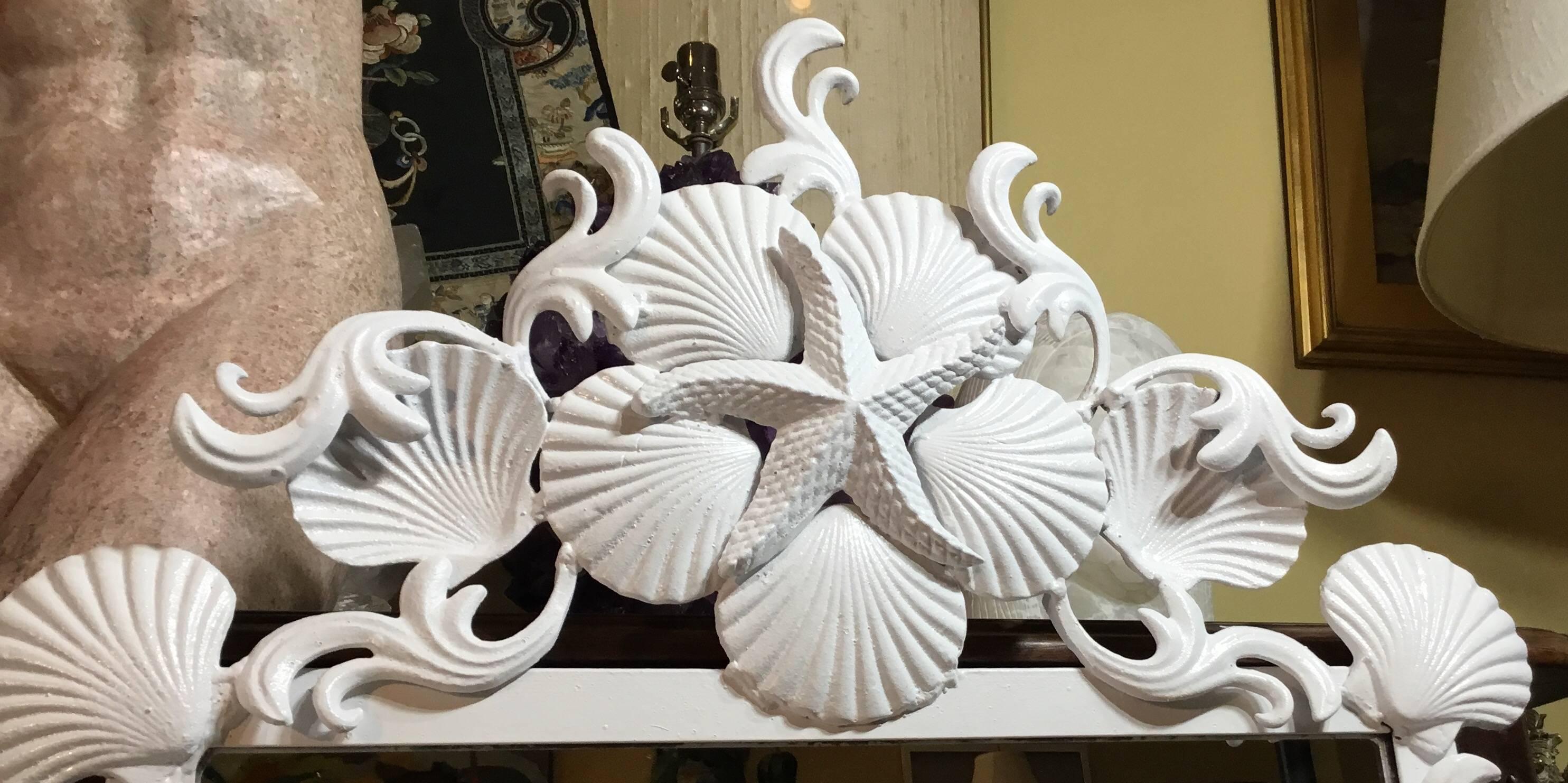 Pair of Sea Shell Iron Mirrors In Excellent Condition In Delray Beach, FL