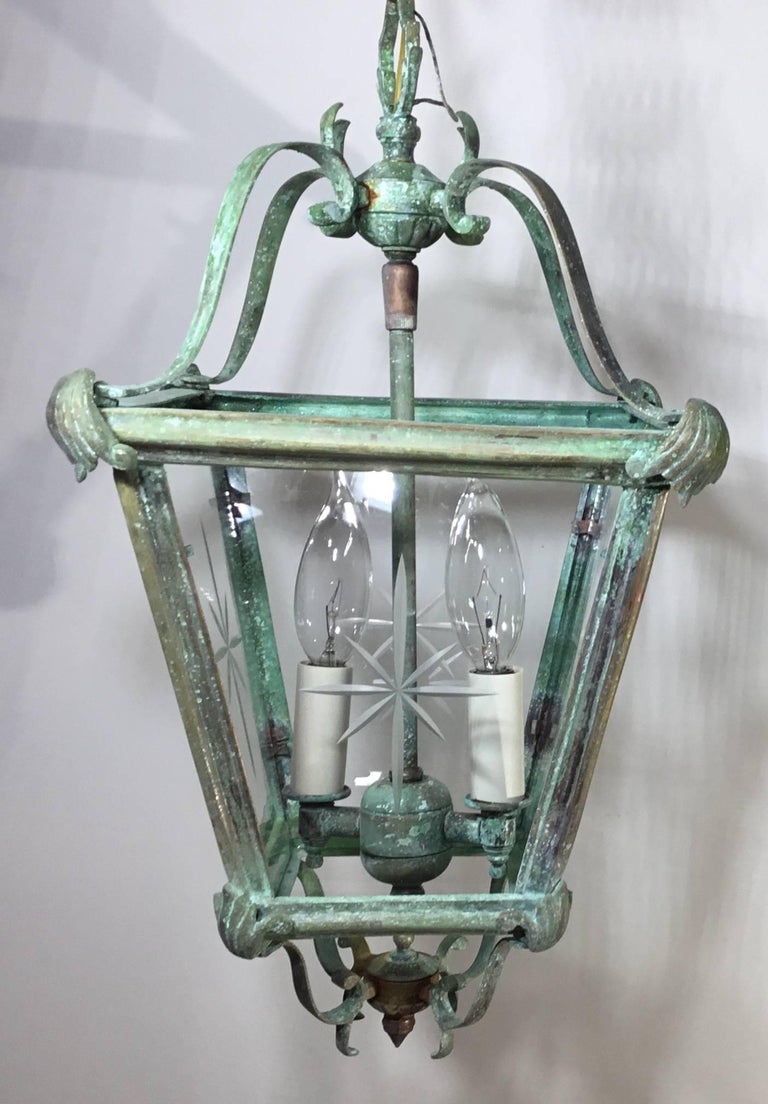 Bronze and Brass Hanging Lantern at 1stdibs