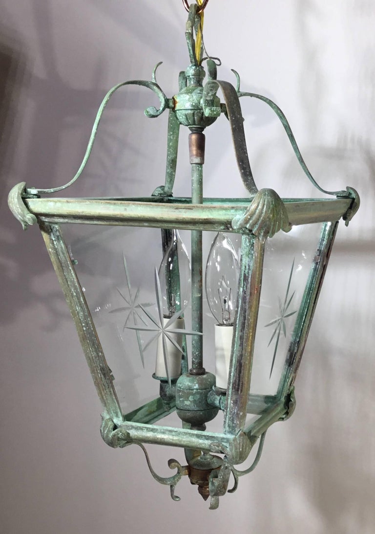 Bronze and Brass Hanging Lantern at 1stdibs