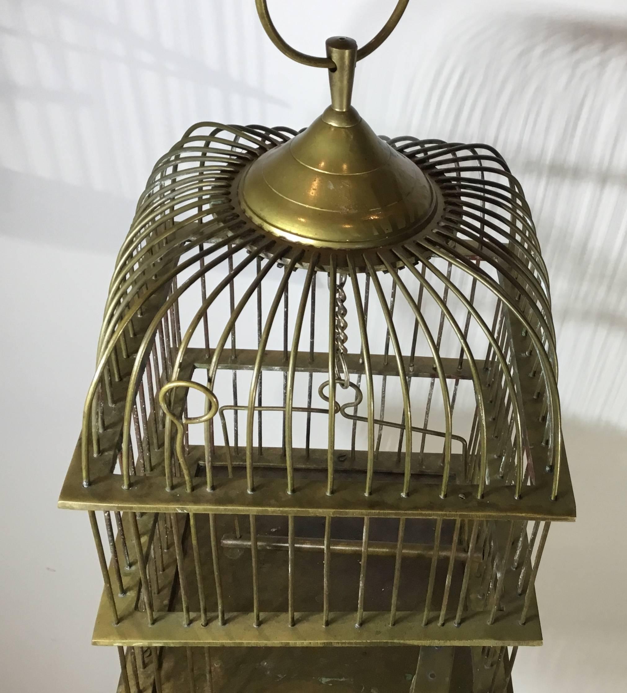 Early 20th Century Antique Brass Birdcage