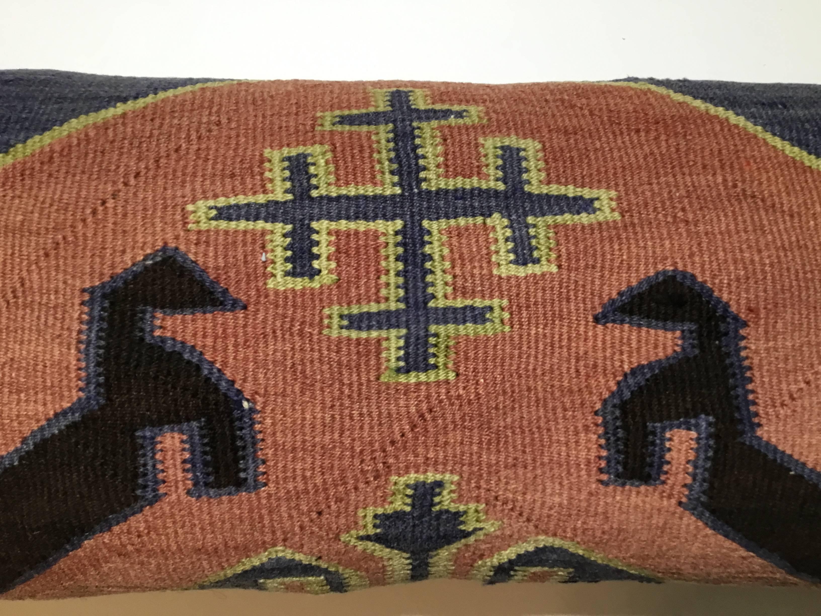 Pair of Antique Kazak Rug Pillows In Excellent Condition In Delray Beach, FL