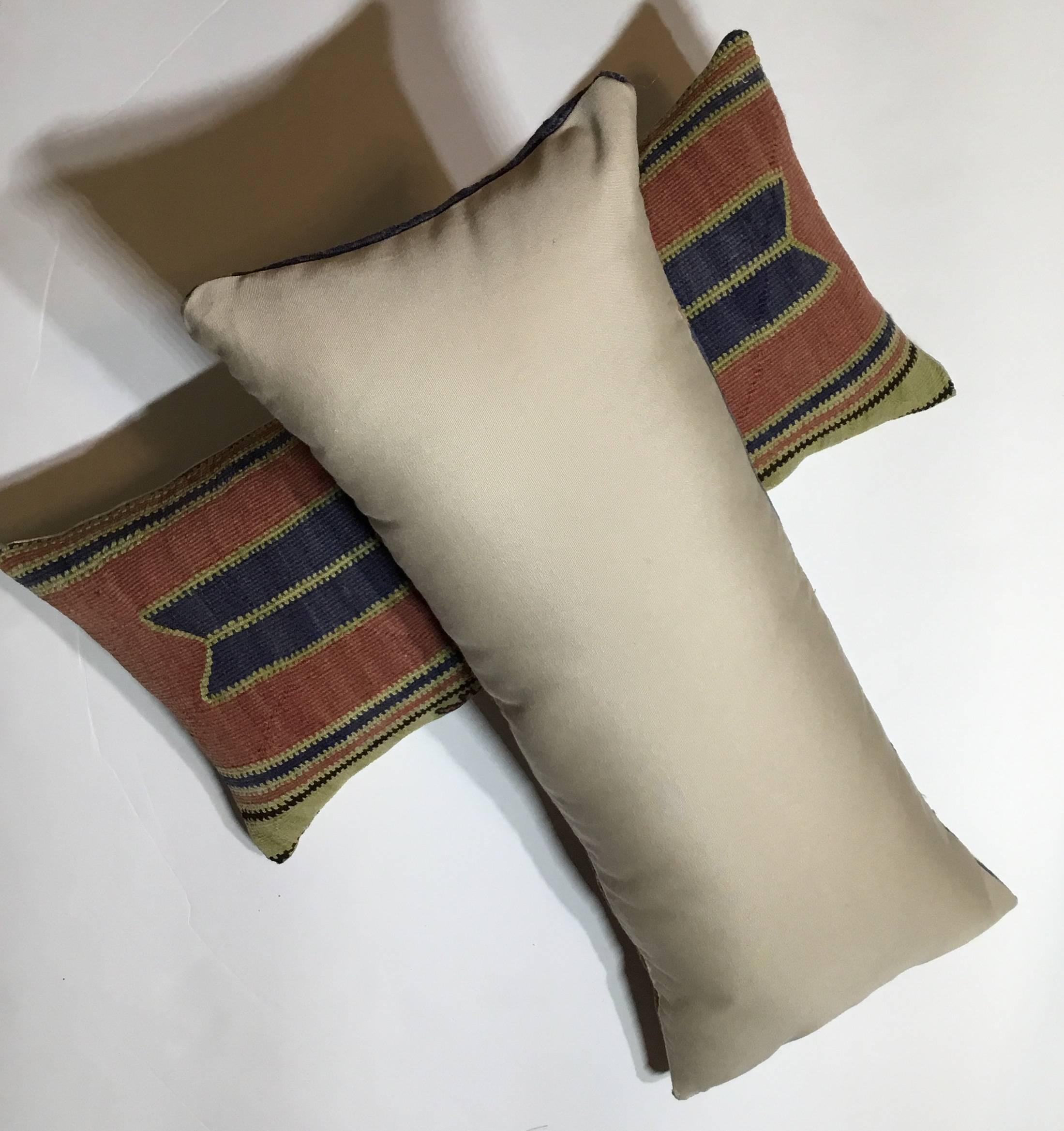 Pair of Antique Kazak Rug Pillows 3