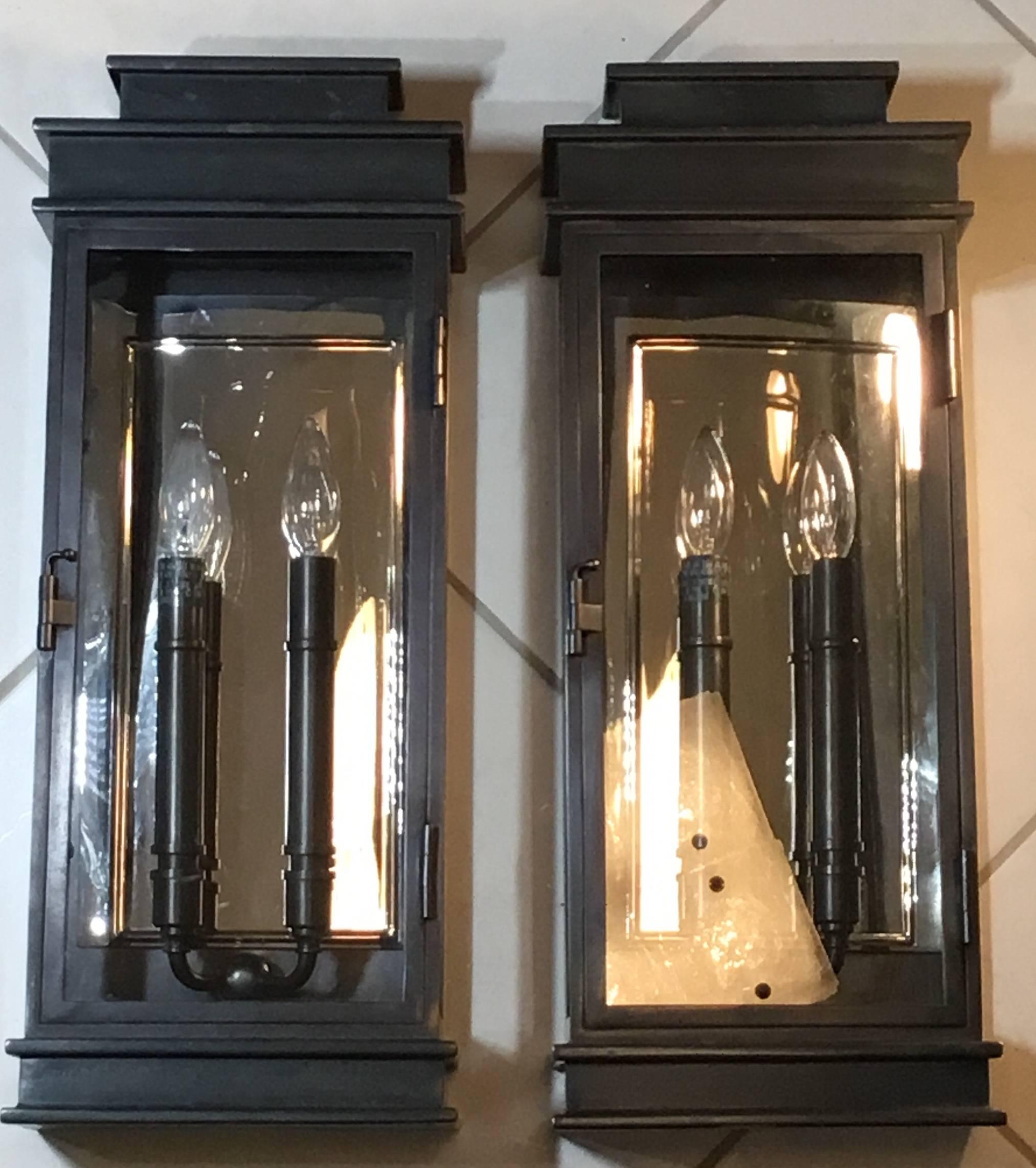 Pair of Midcentury Brass Wall Lantern 2