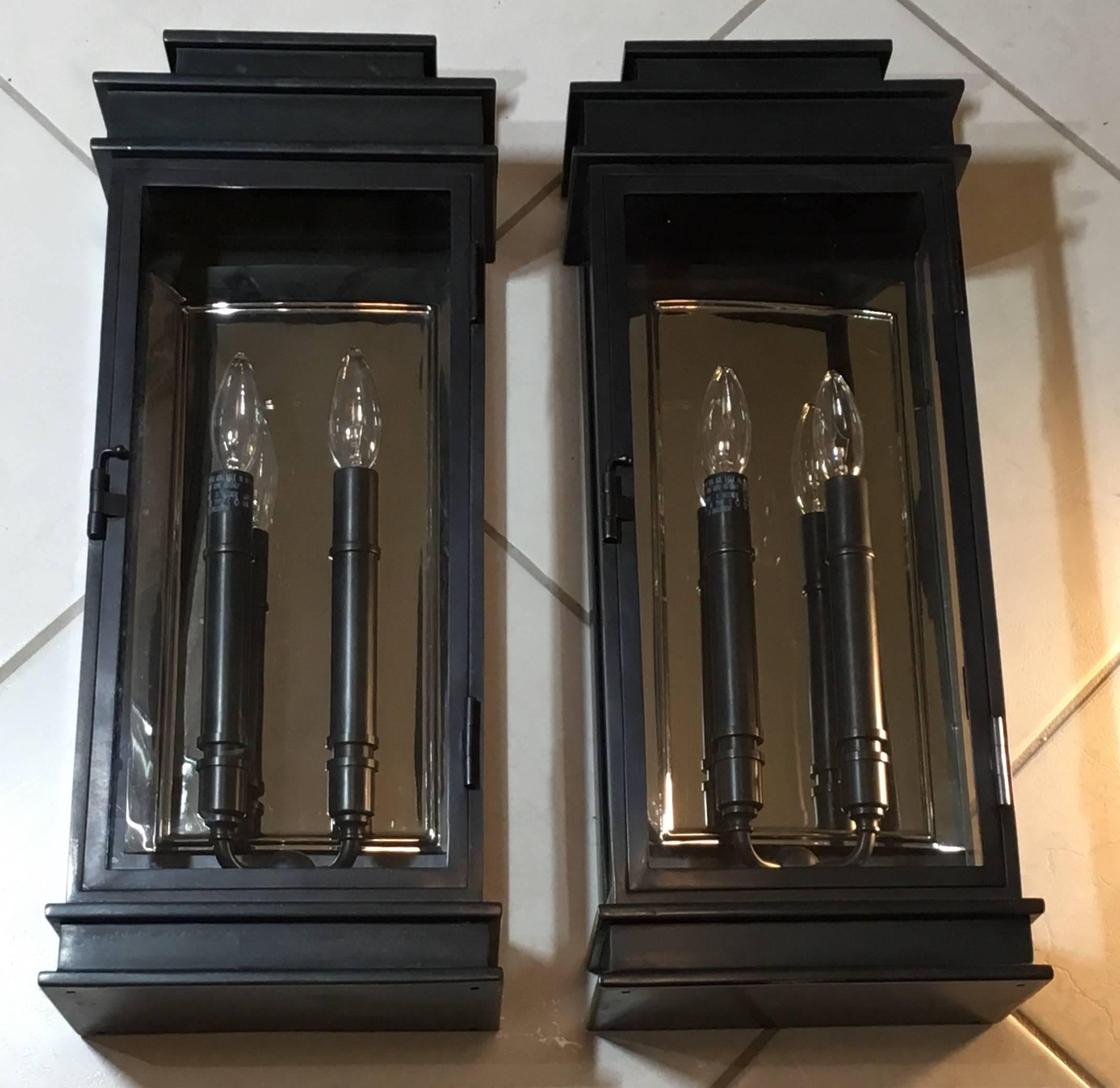 Pair of Midcentury Brass Wall Lantern 5