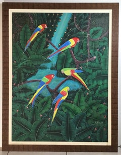 Pappagalli nella giungla Pittura a olio haitiana
