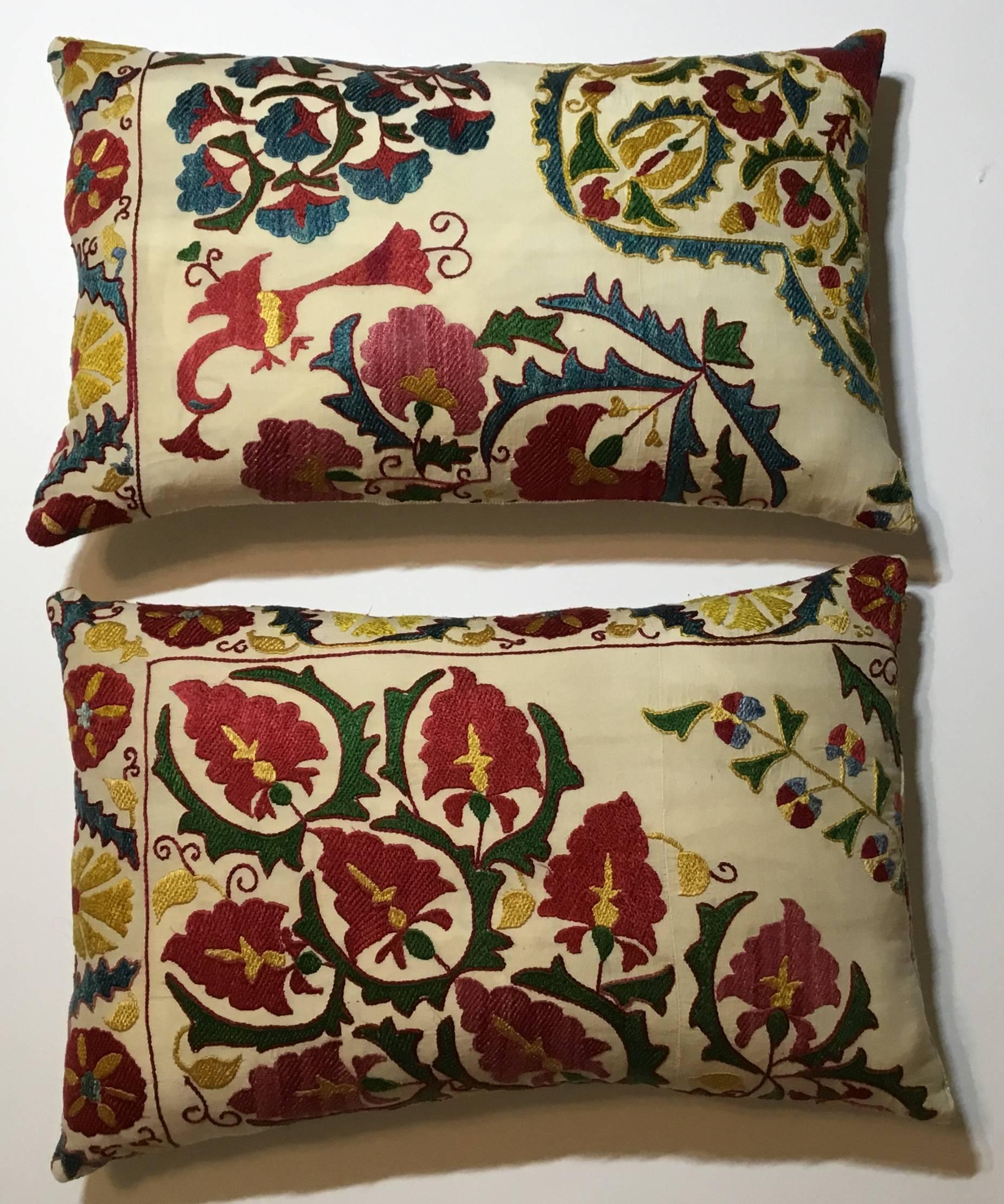 Uzbek Pair of Suzani Pillow