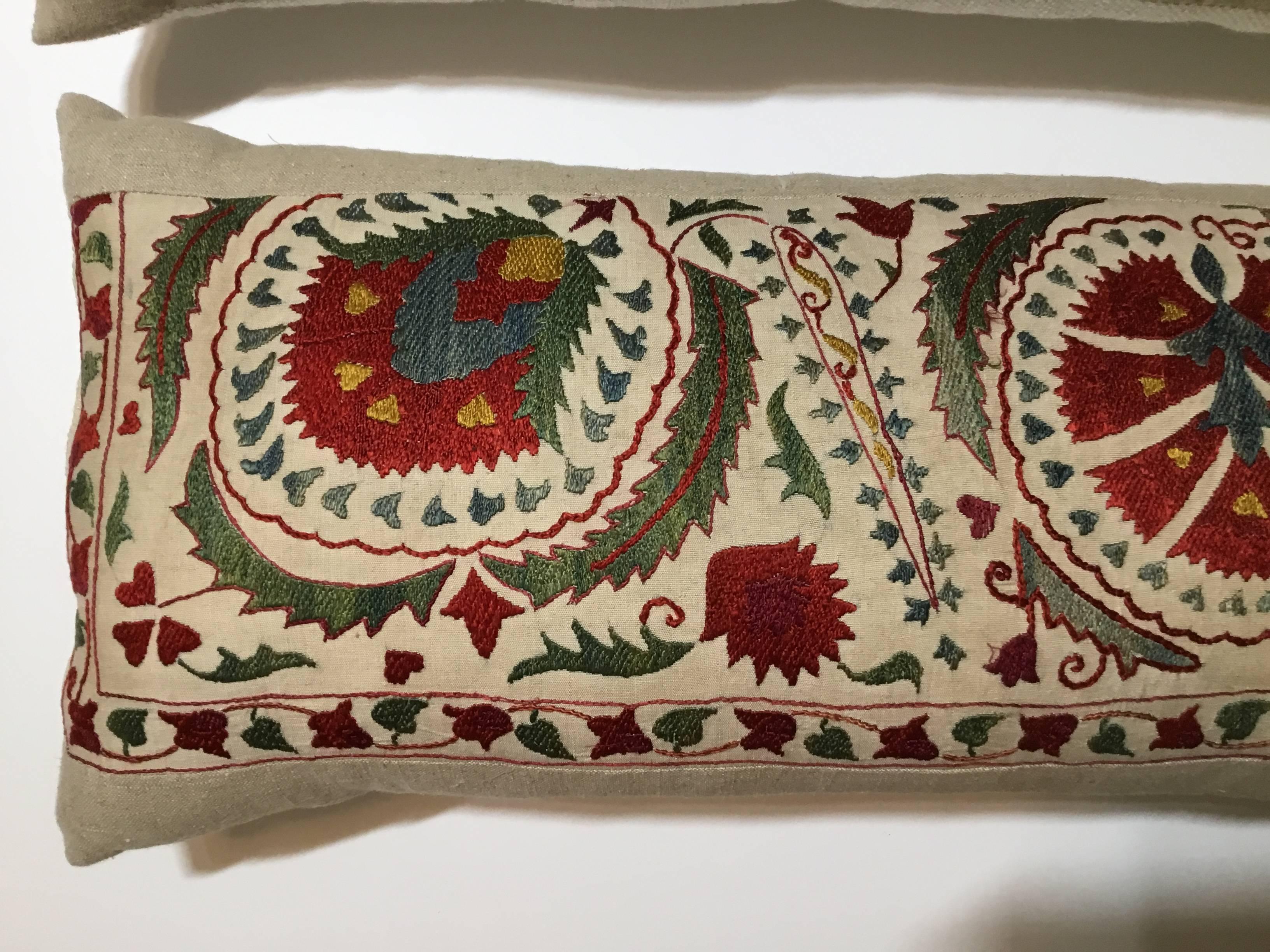 Uzbek Pair of Suzani Pillows