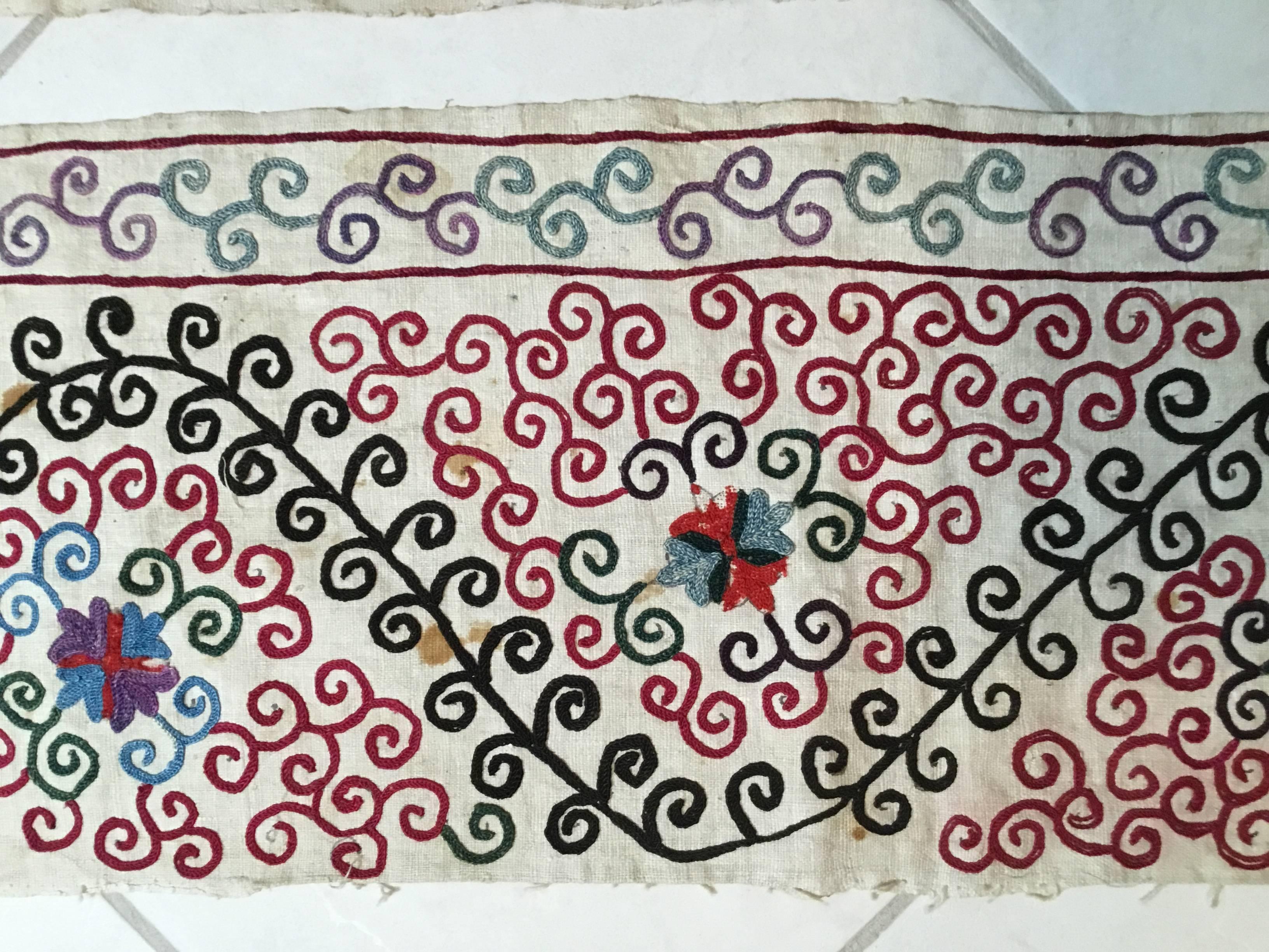 Pair of Long Antique Suzani Panel 2