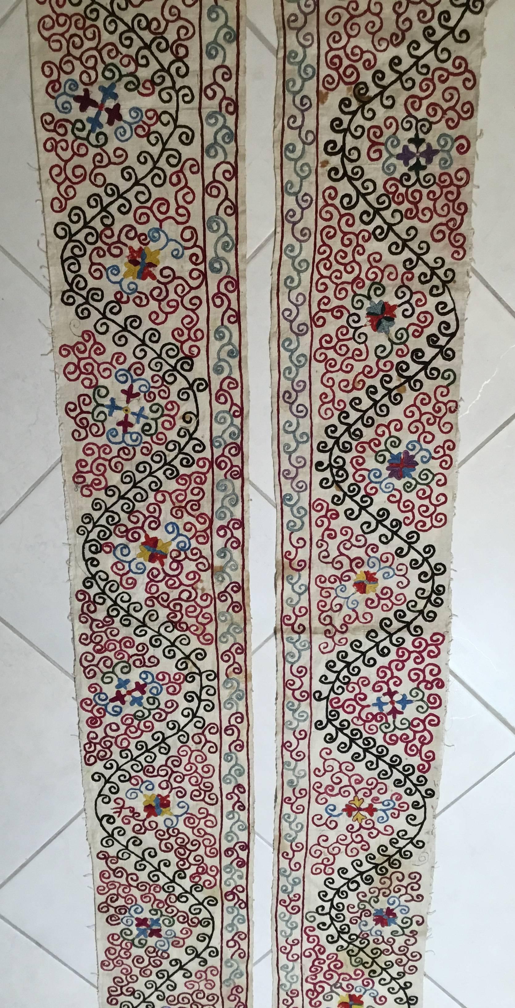 Pair of Long Antique Suzani Panel 3