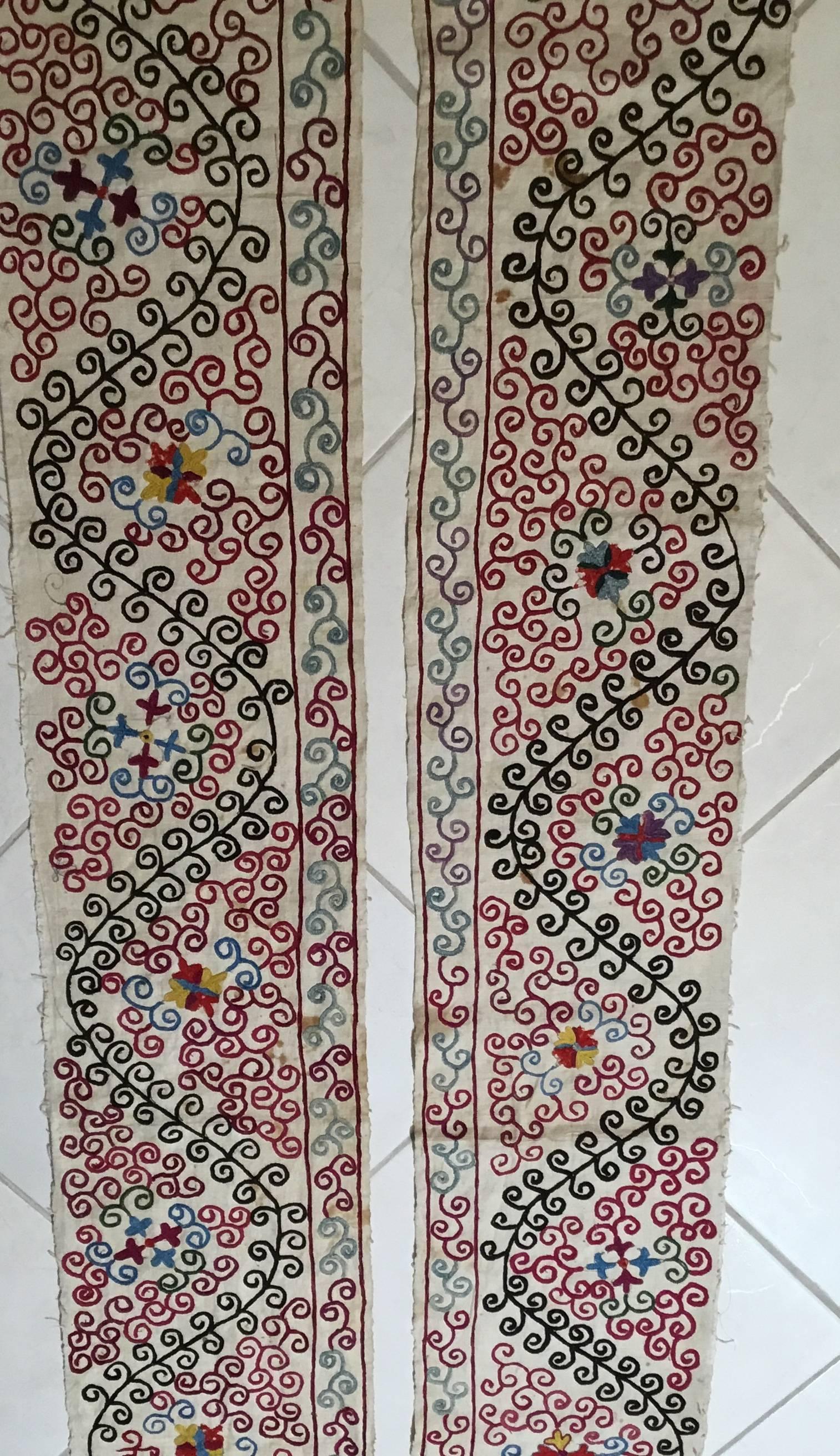 Pair of Long Antique Suzani Panel 4