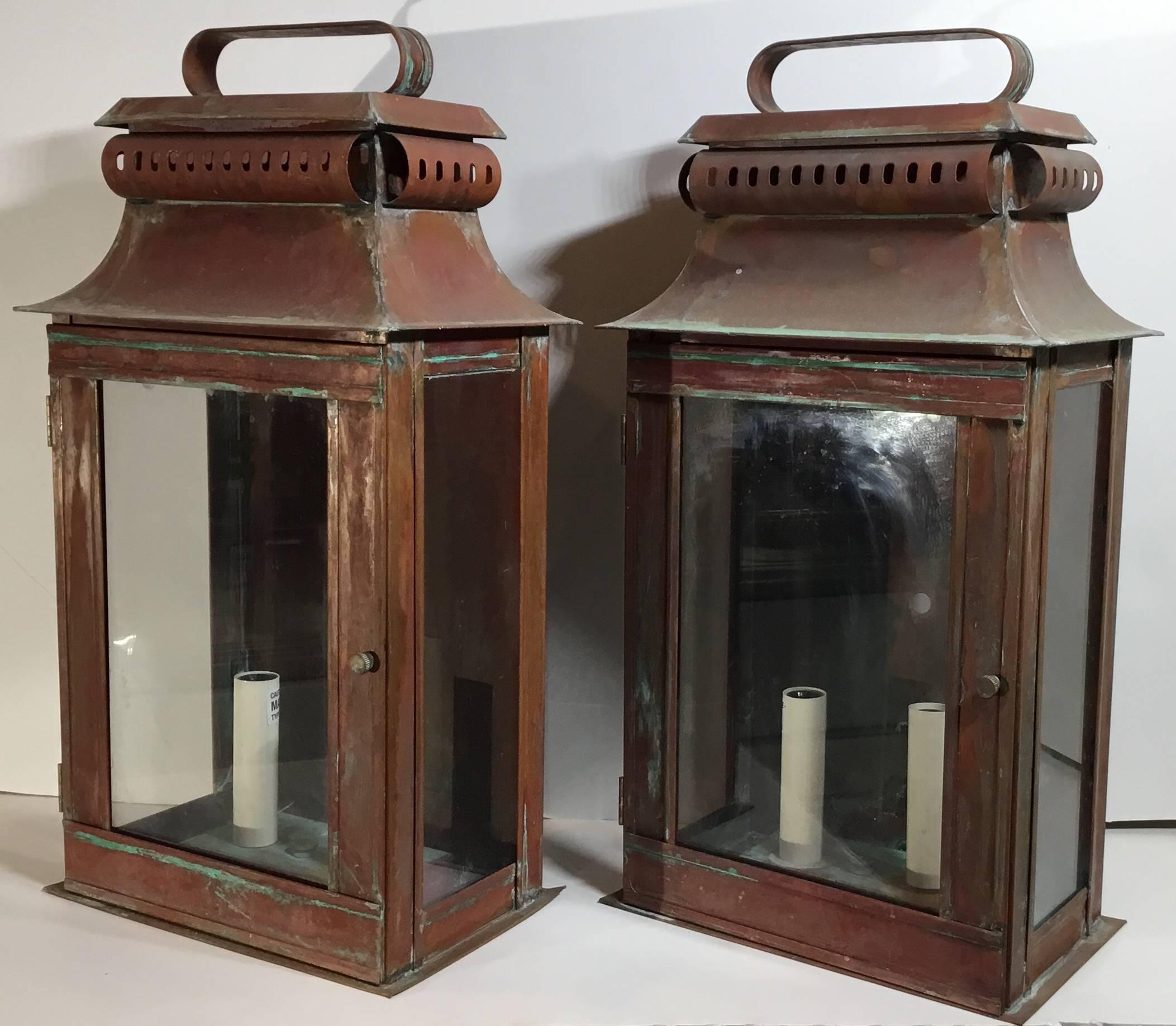 Pair of Copper Wall Lantern 1