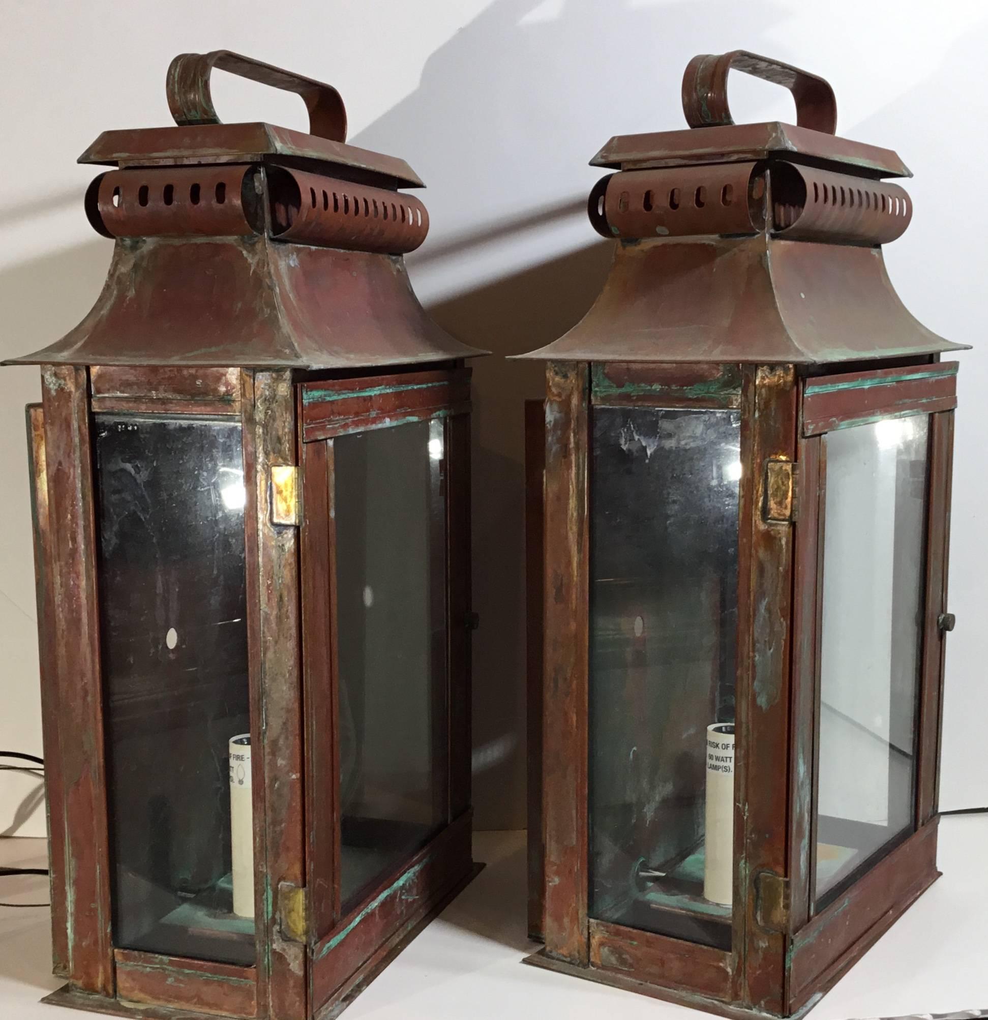 Pair of Copper Wall Lantern 2