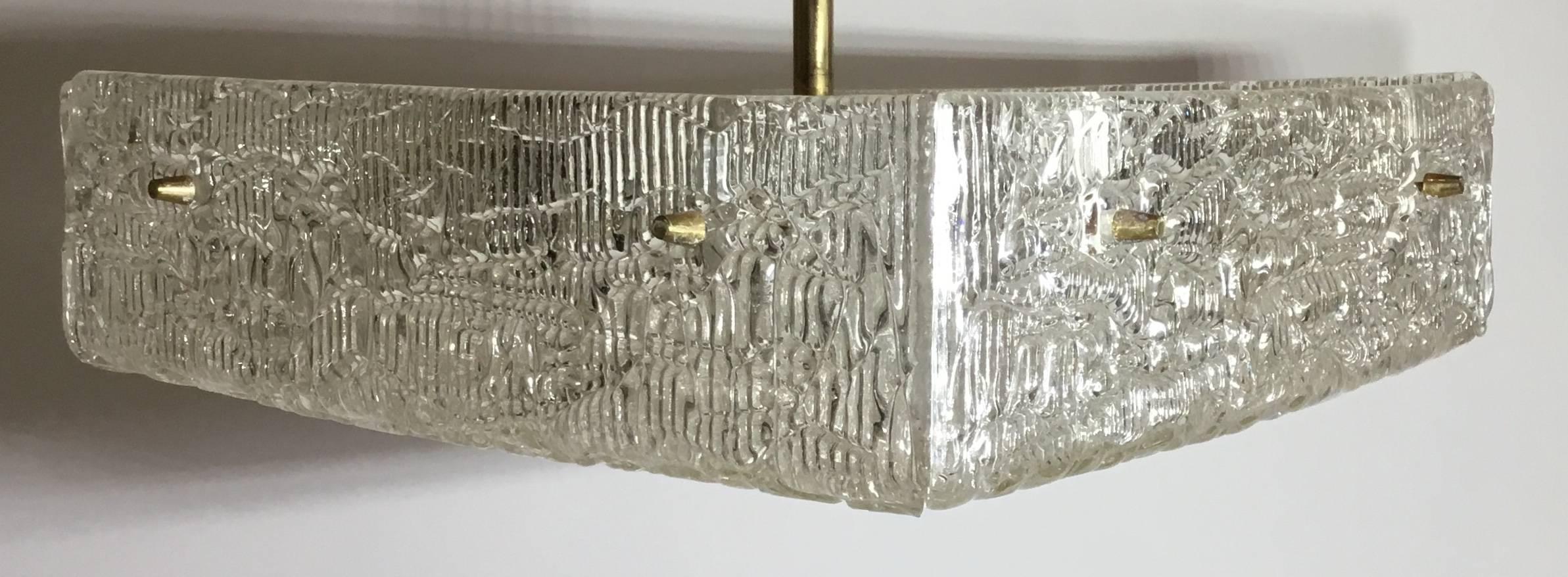 Mid-20th Century 1960s Square Texture Glass Chandelier