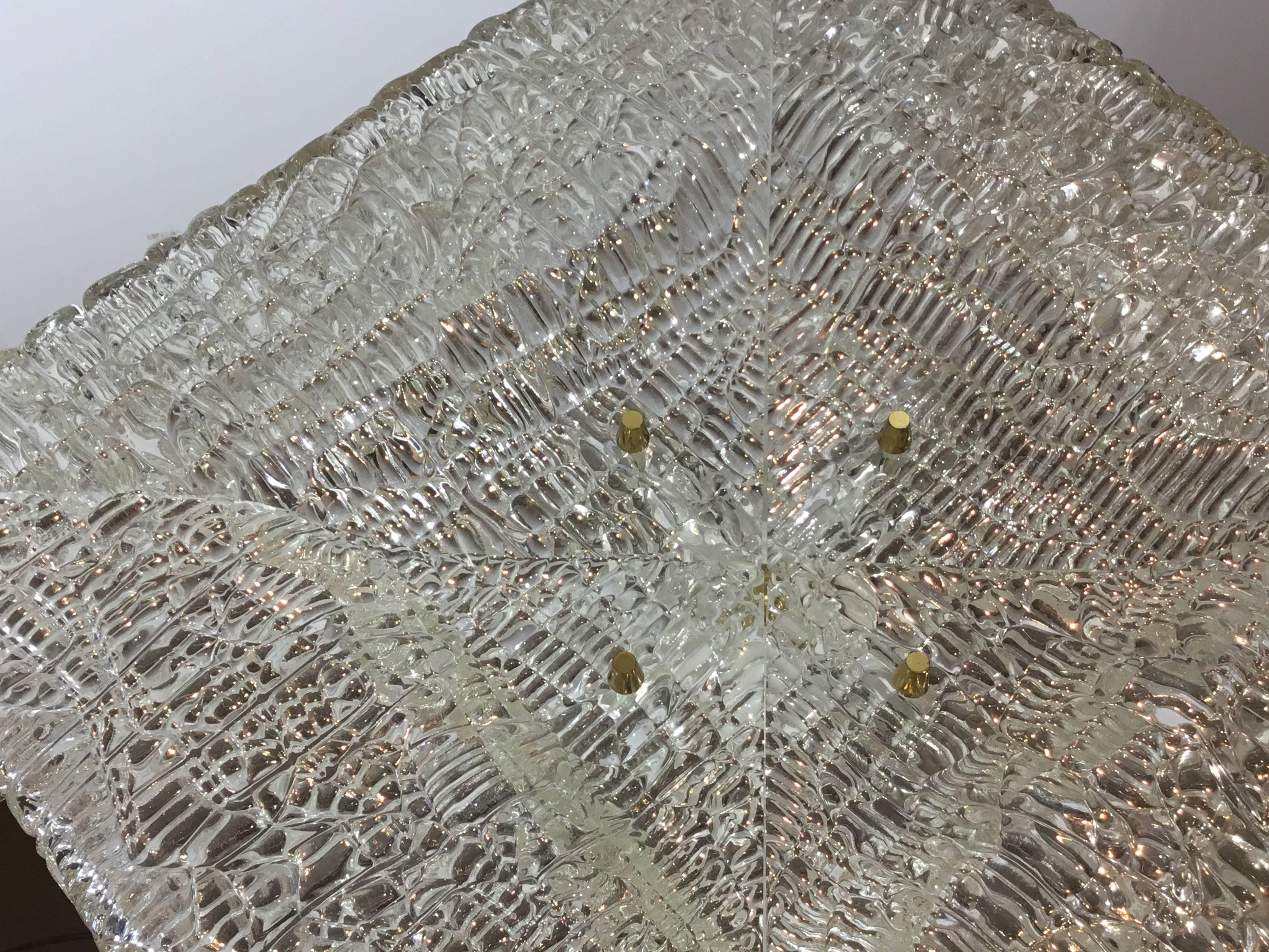 1960s Square Texture Glass Chandelier 1