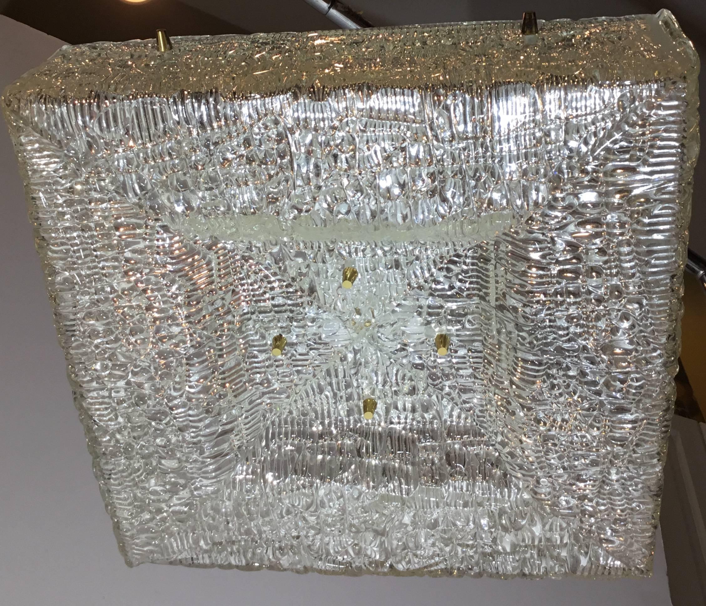 1960s Square Texture Glass Chandelier 2