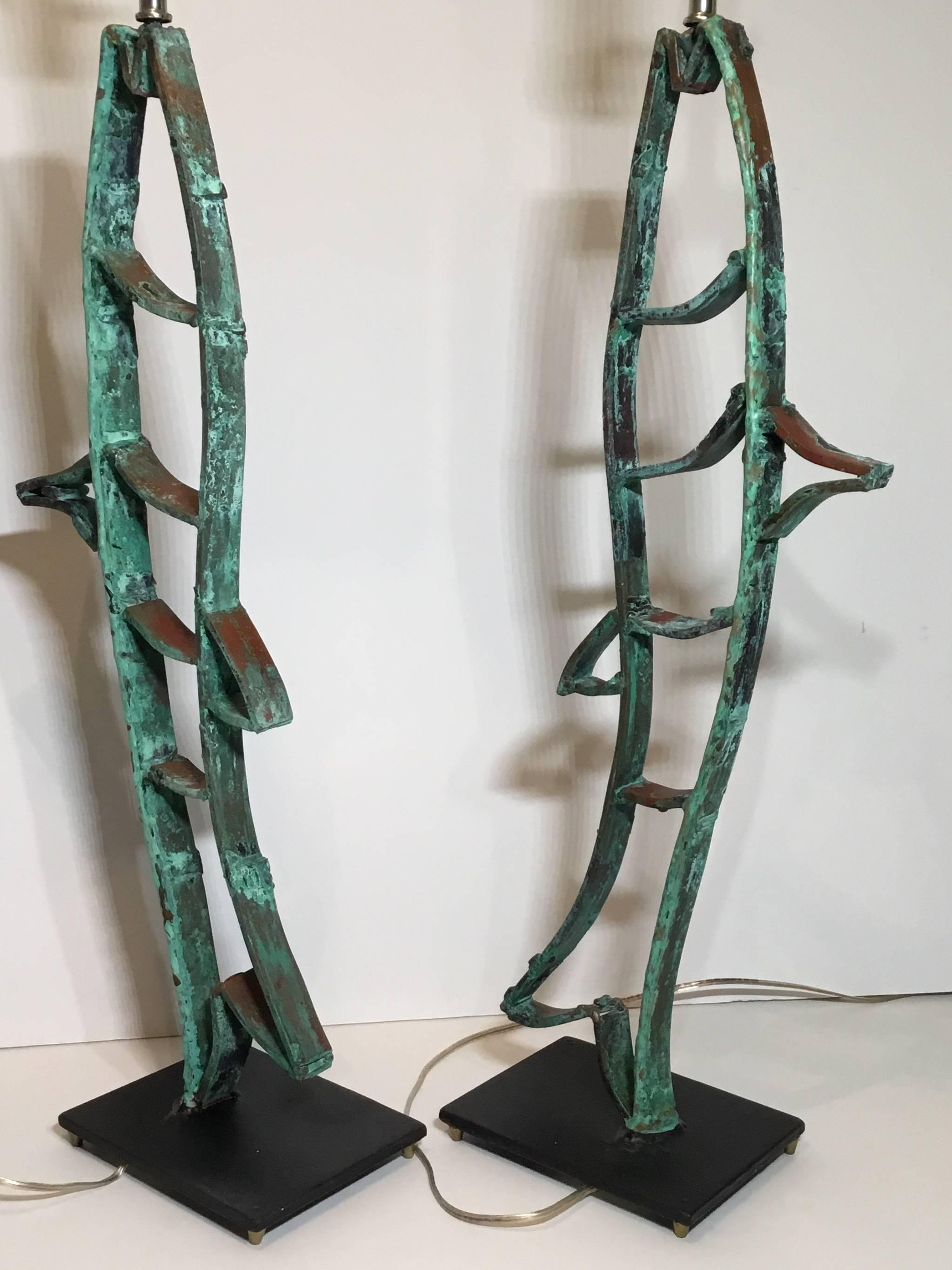 20th Century Pair of Copper Table Lamps