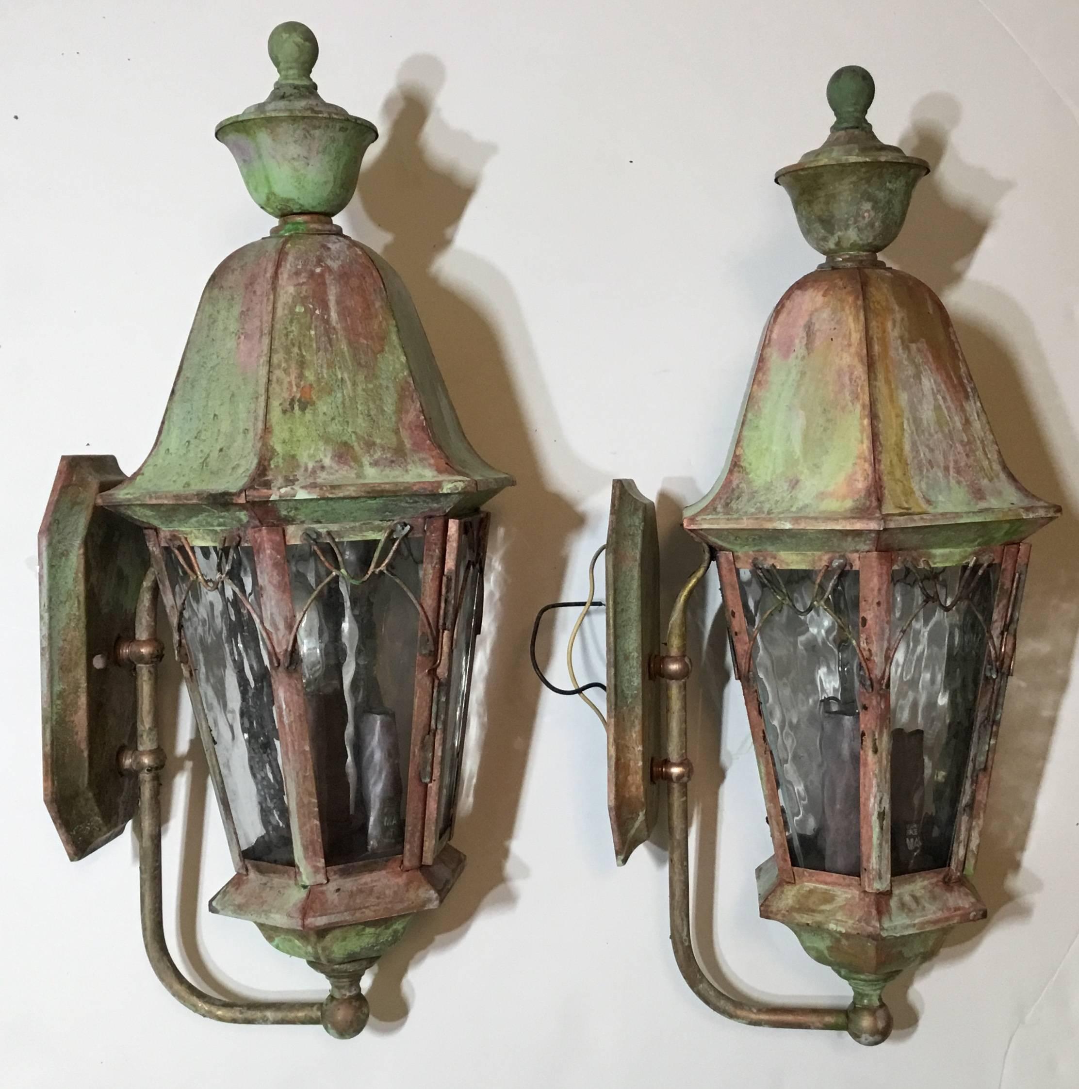 Pair of Brass Wall Lantern  2