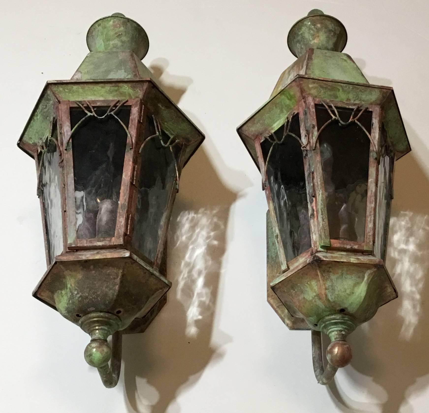 Pair of Brass Wall Lantern  4