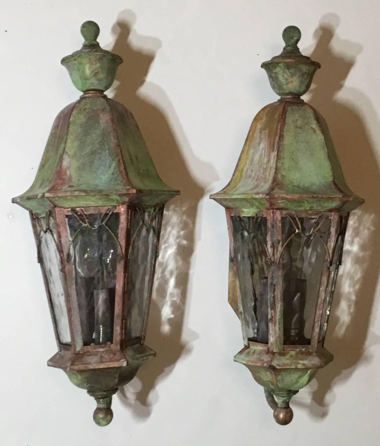 Pair of Brass Wall Lantern  5