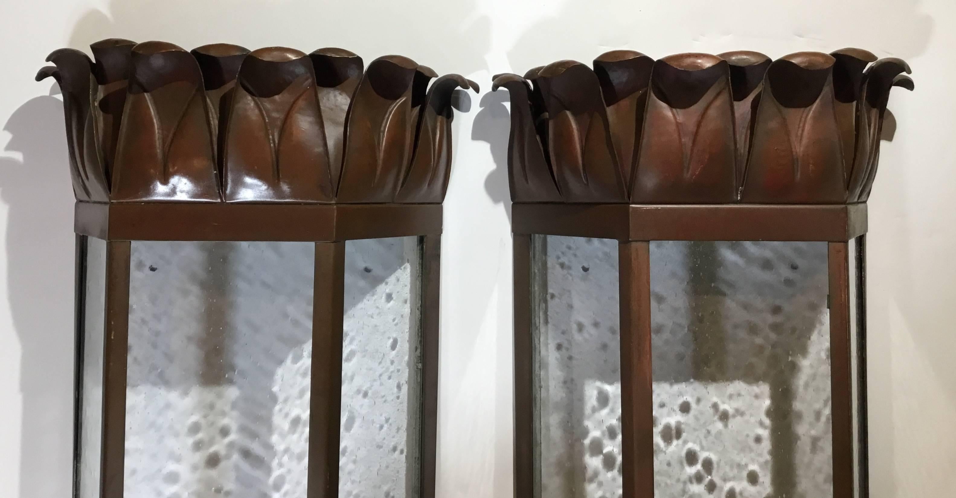 Mid-20th Century Large Pair of Art Deco Sconces