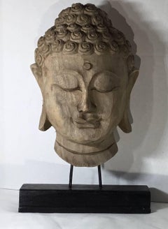 Hand-Carved Mounted Buddha Head