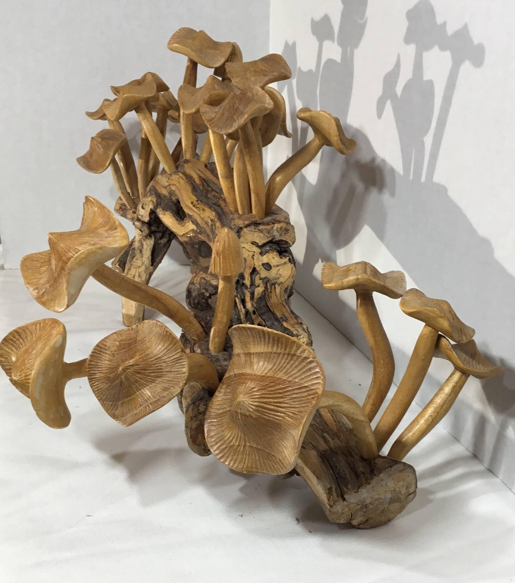 20th Century Set of Hand-Carved Mushroom