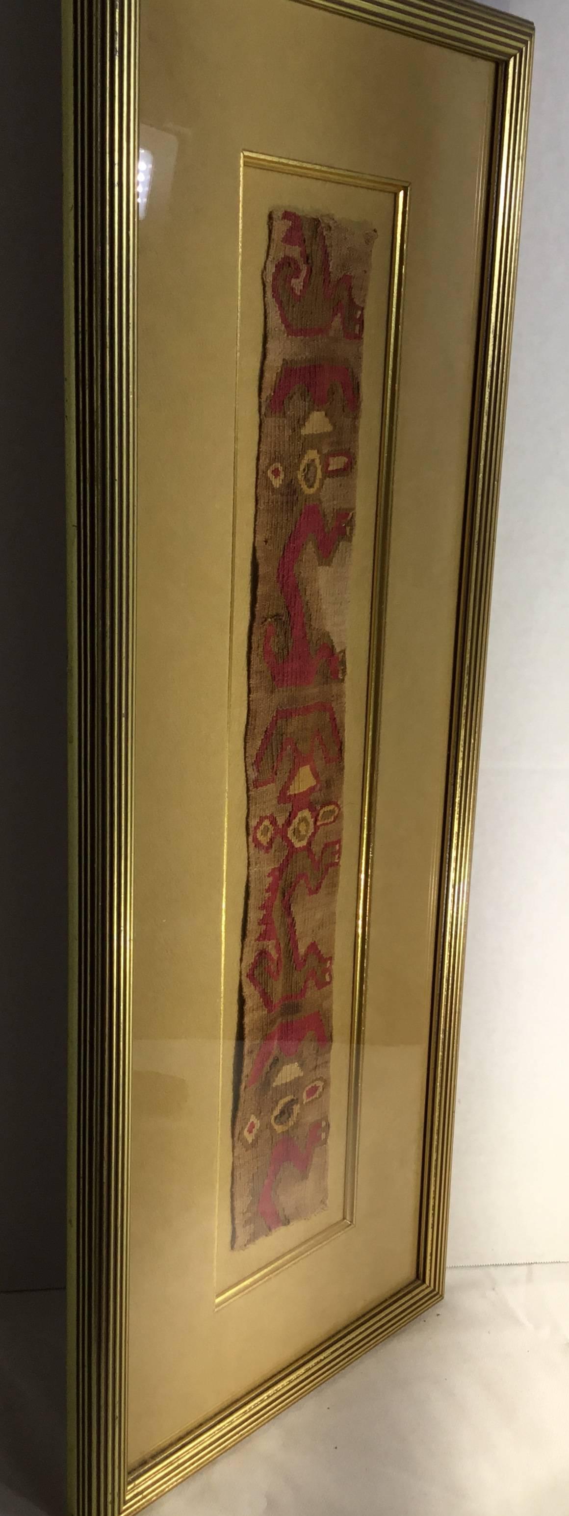 Wood Pre Colombian Antique Textile Bend Fragment