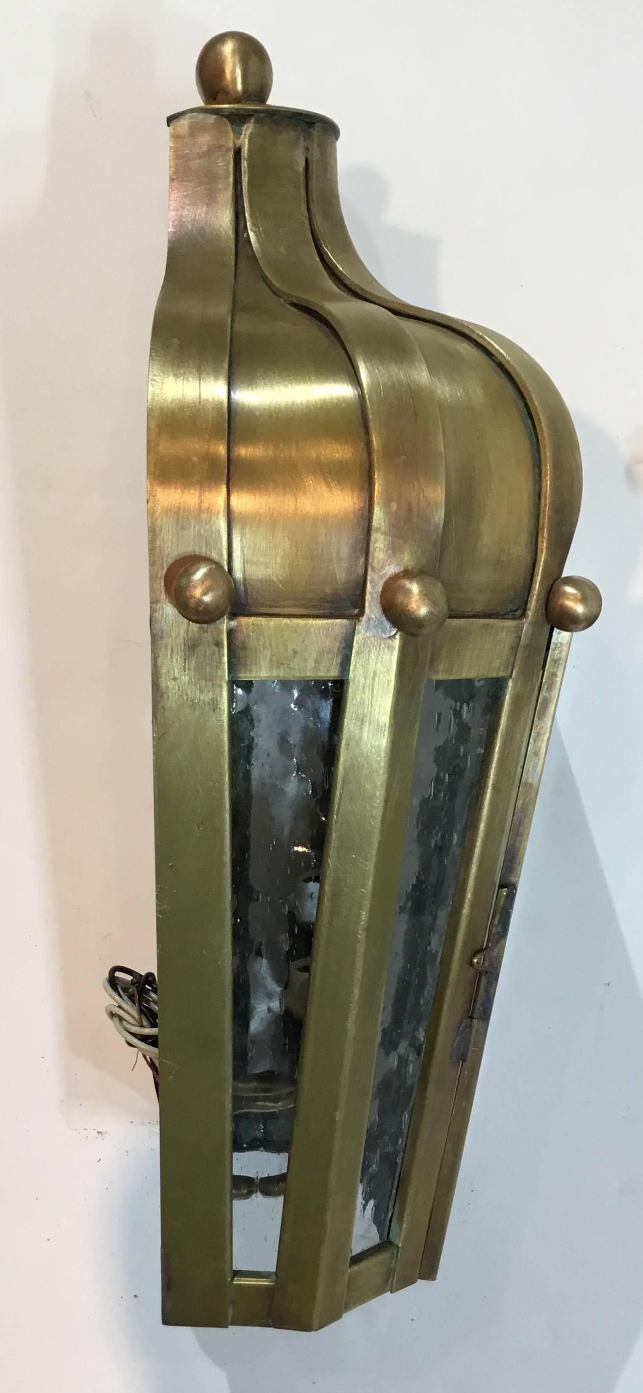 Pair of Handcrafted Wall-Mounted Brass Lantern  2