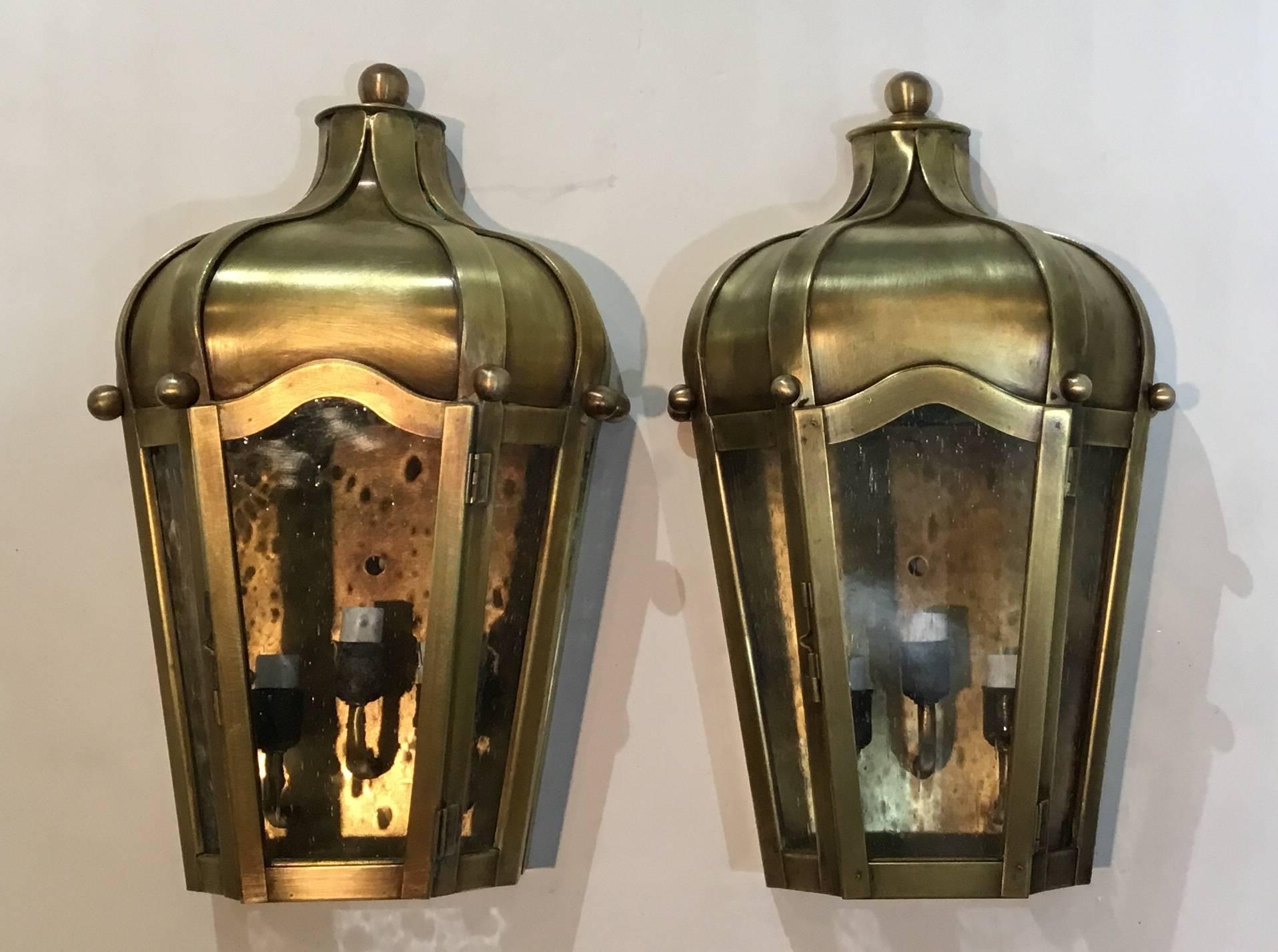 Pair of Handcrafted Wall-Mounted Brass Lantern  5