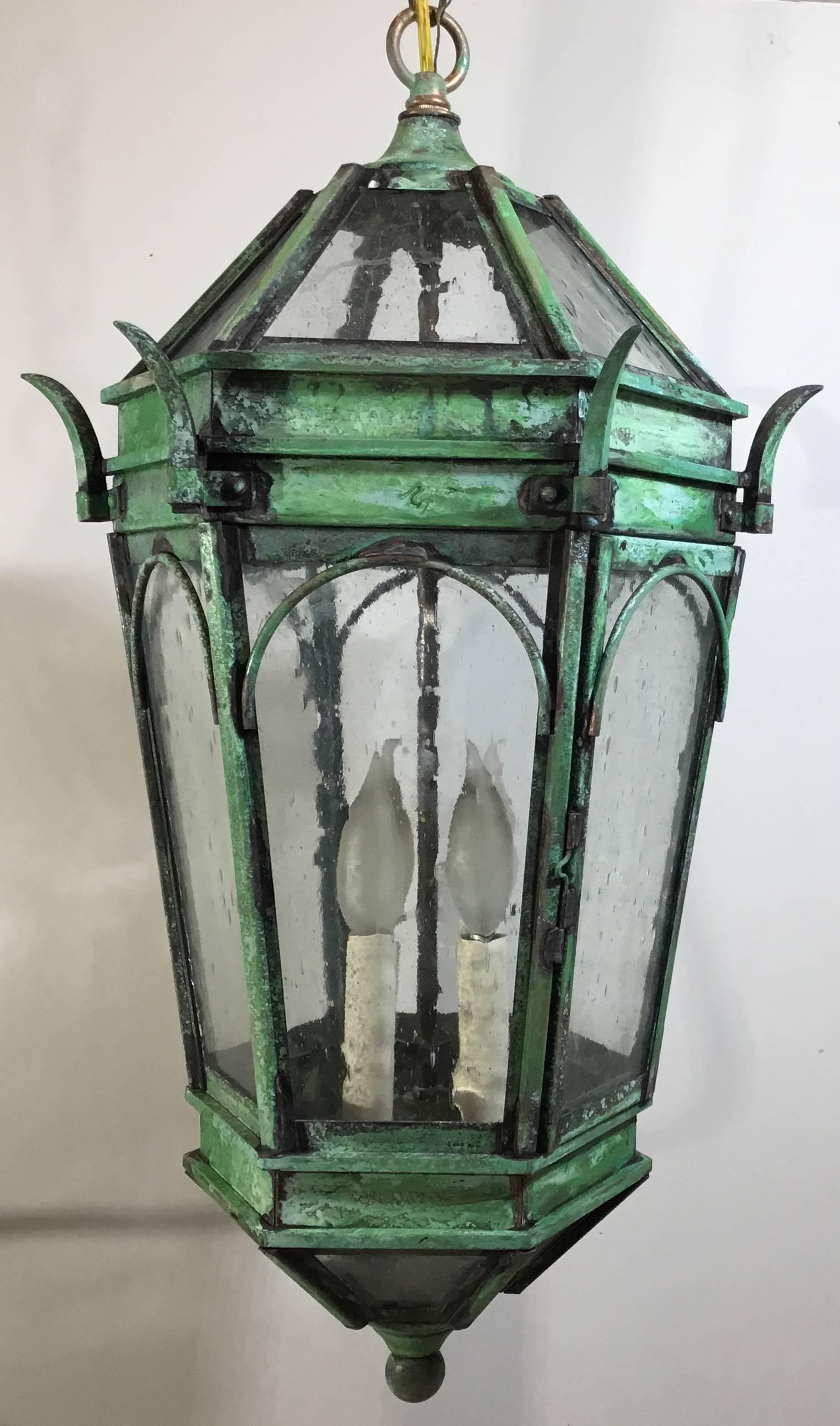 Hand Crafted Solid Brass Six Sides Hanging Lantern  2