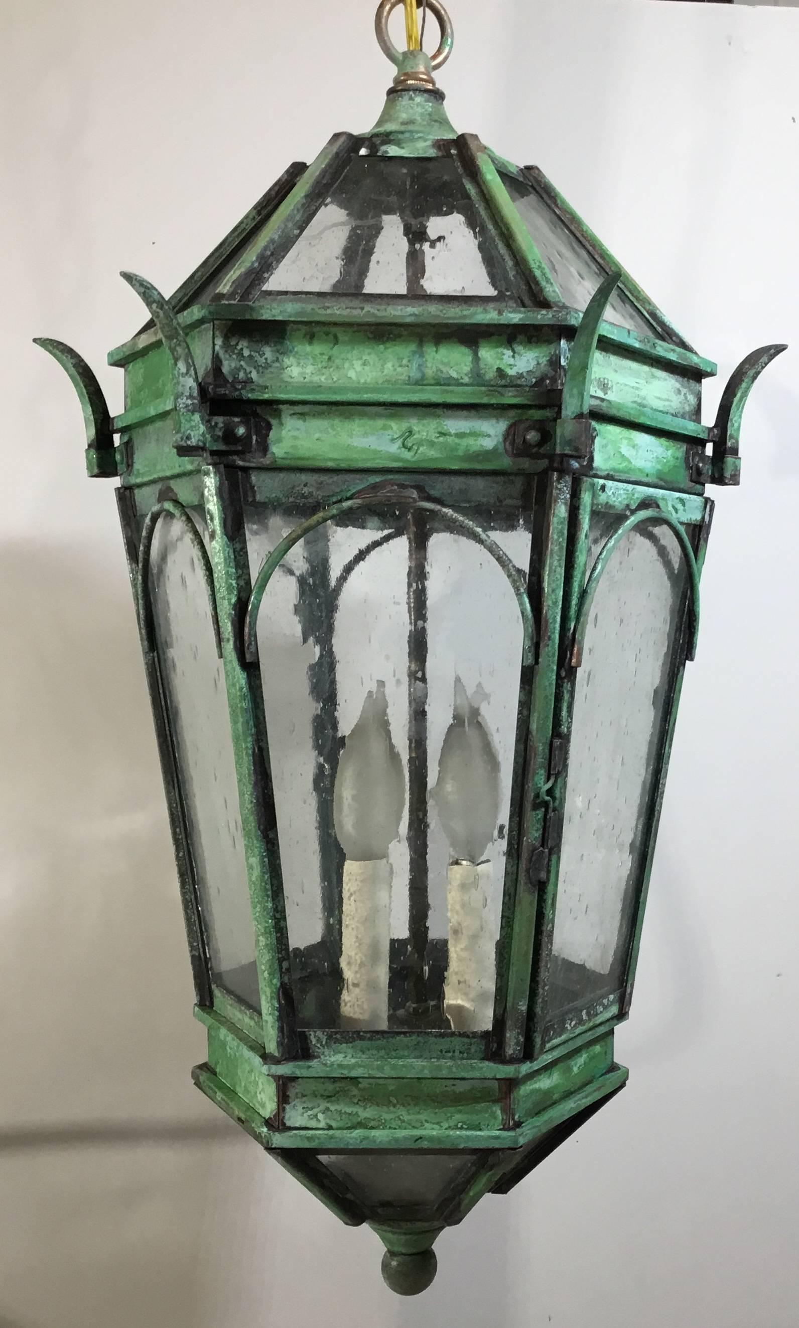 Hand Crafted Solid Brass Six Sides Hanging Lantern  3