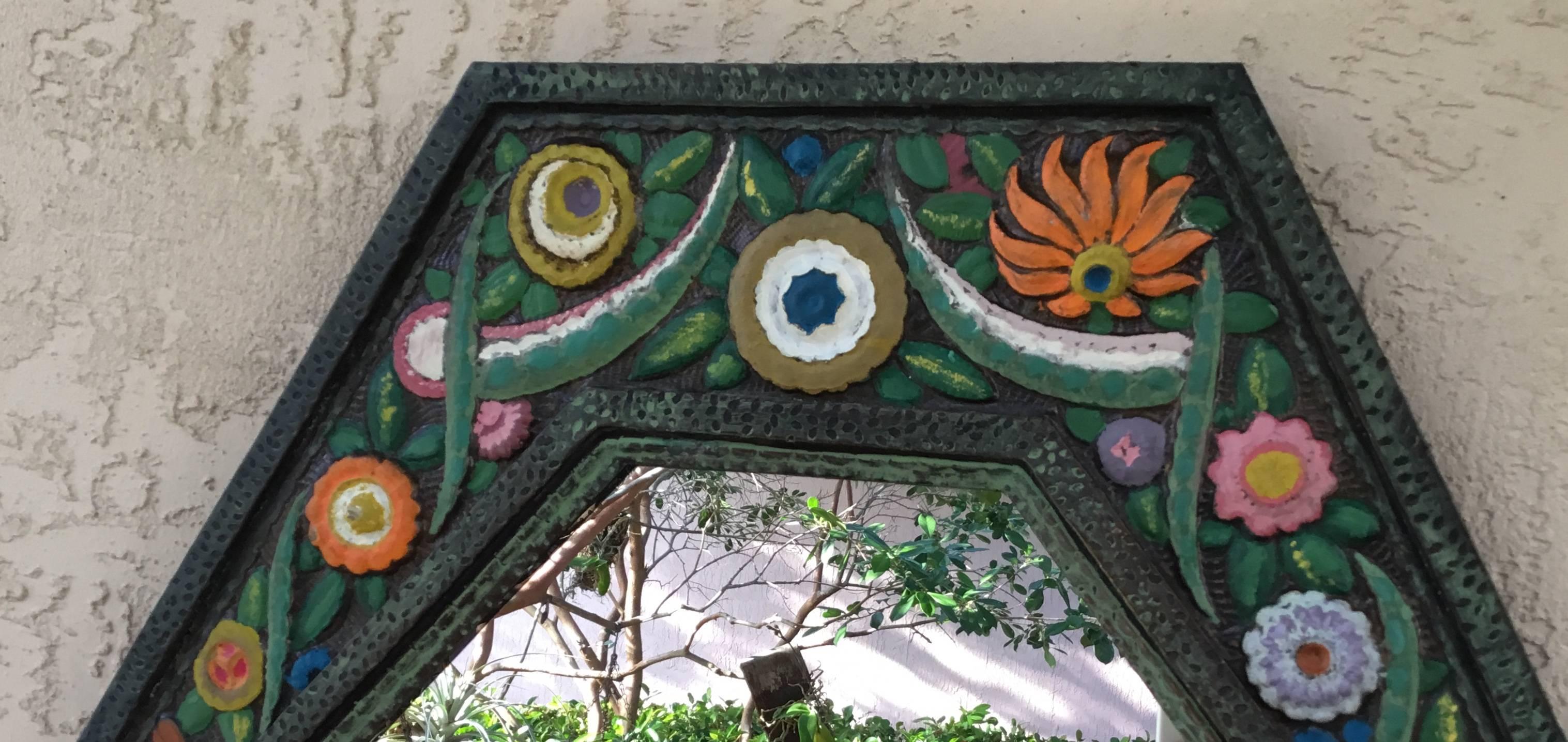 Metal Handcrafted Painted Iron Mirror