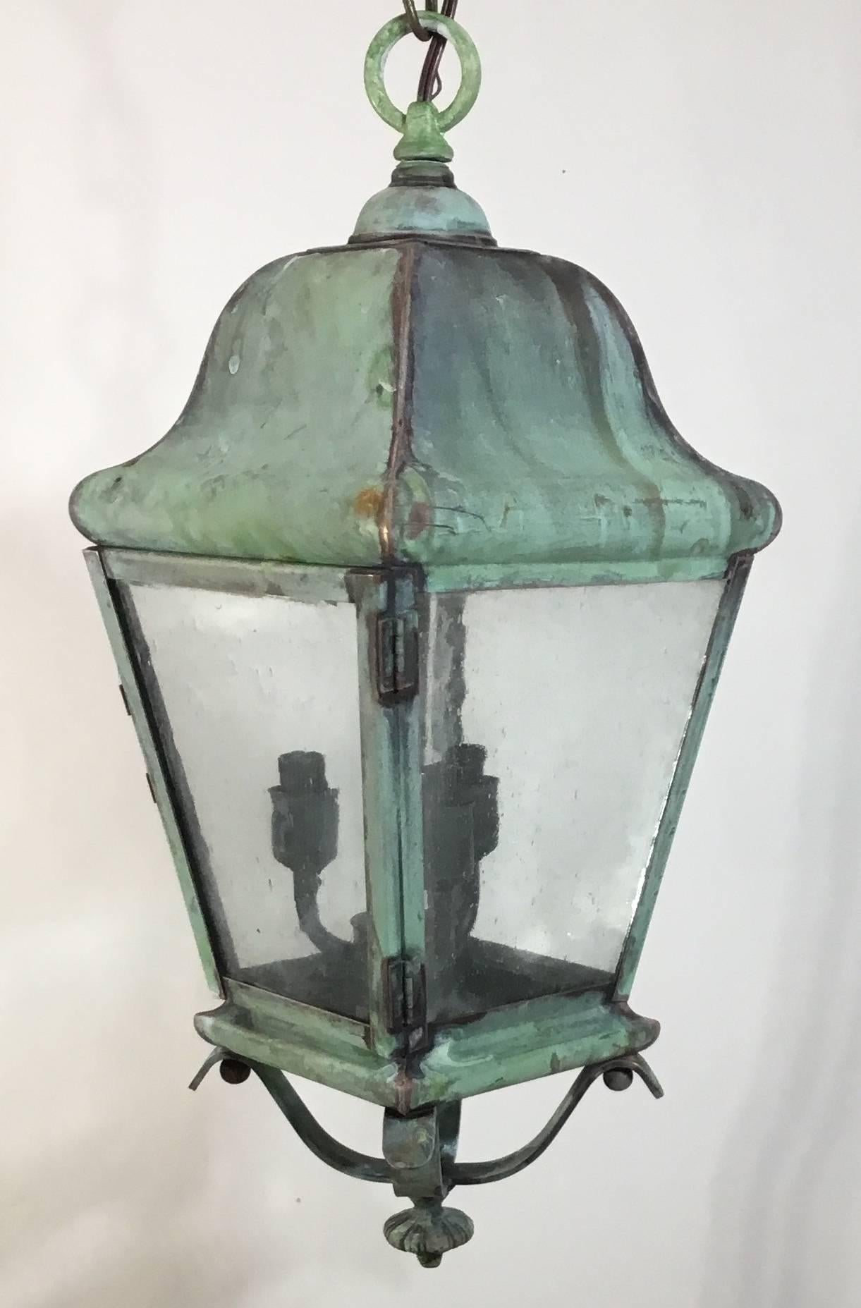 Hand-Crafted Solid Brass Lantern In Excellent Condition In Delray Beach, FL